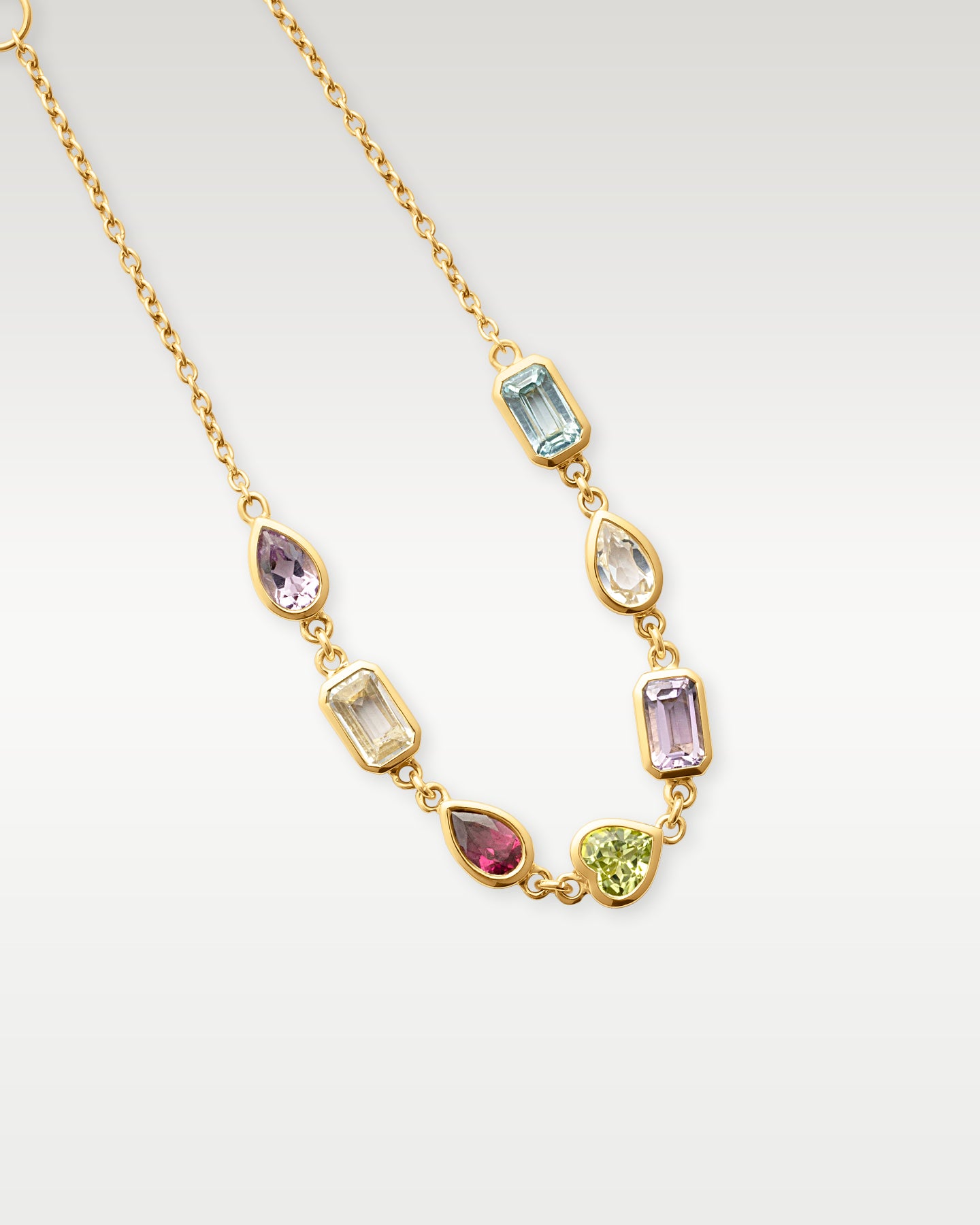 Yellow Gold Colorful Multi-Stone Chain Bracelet | Noah's Fine Jewelry Dallas, Texas