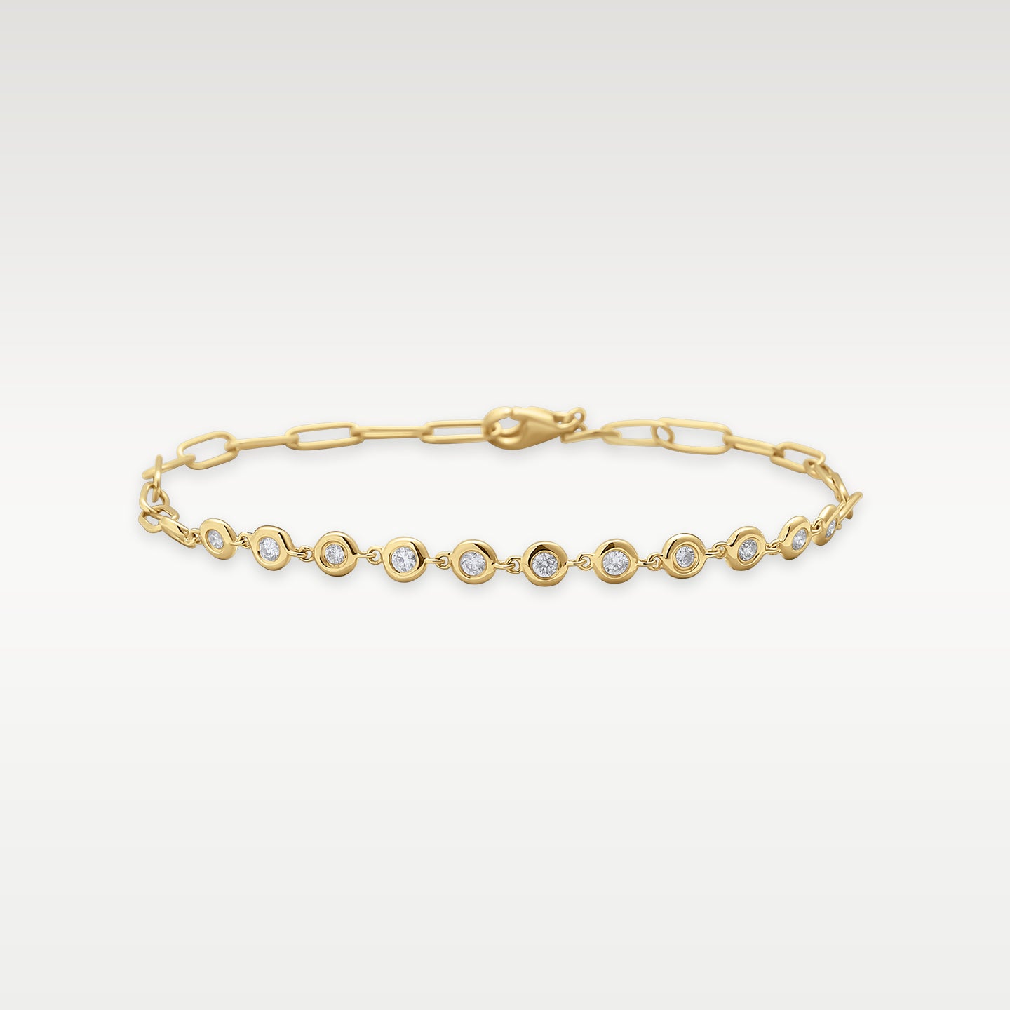 Yellow Gold Diamond Bezel Paperclip Bracelet | Noah's Fine Jewelry Frisco, TX