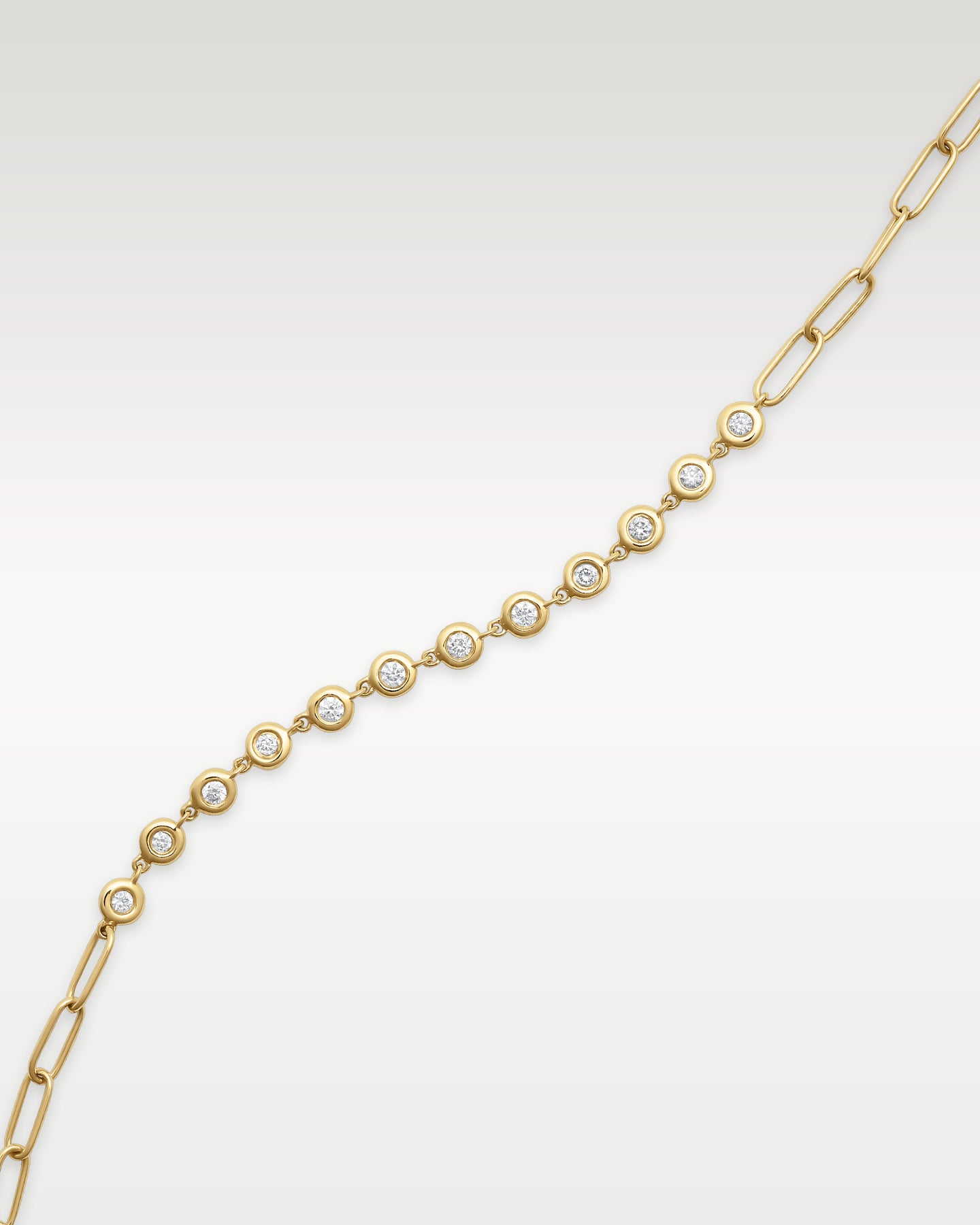 Yellow Gold Diamond Bezel Paperclip Bracelet | Noah's Fine Jewelry Frisco, TX