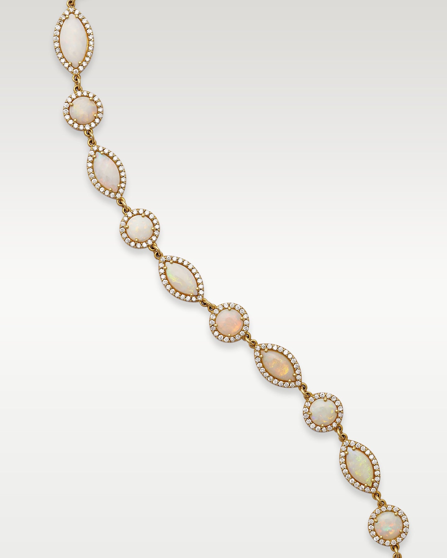 18K Gold Diamond Halo & Opal Chain Necklace | Noahs Fine Jewelry & Watches