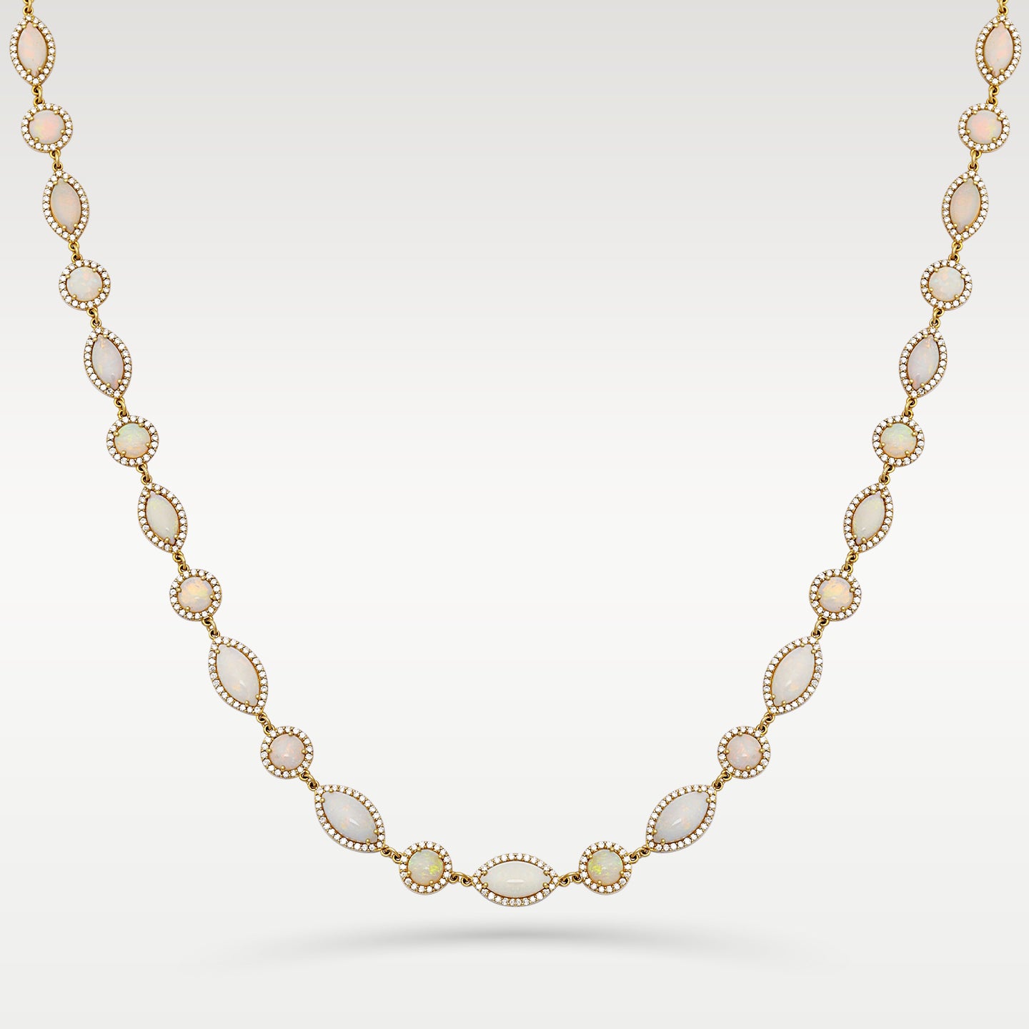 18K Gold Diamond Halo & Opal Chain Necklace | Noahs Fine Jewelry & Watches