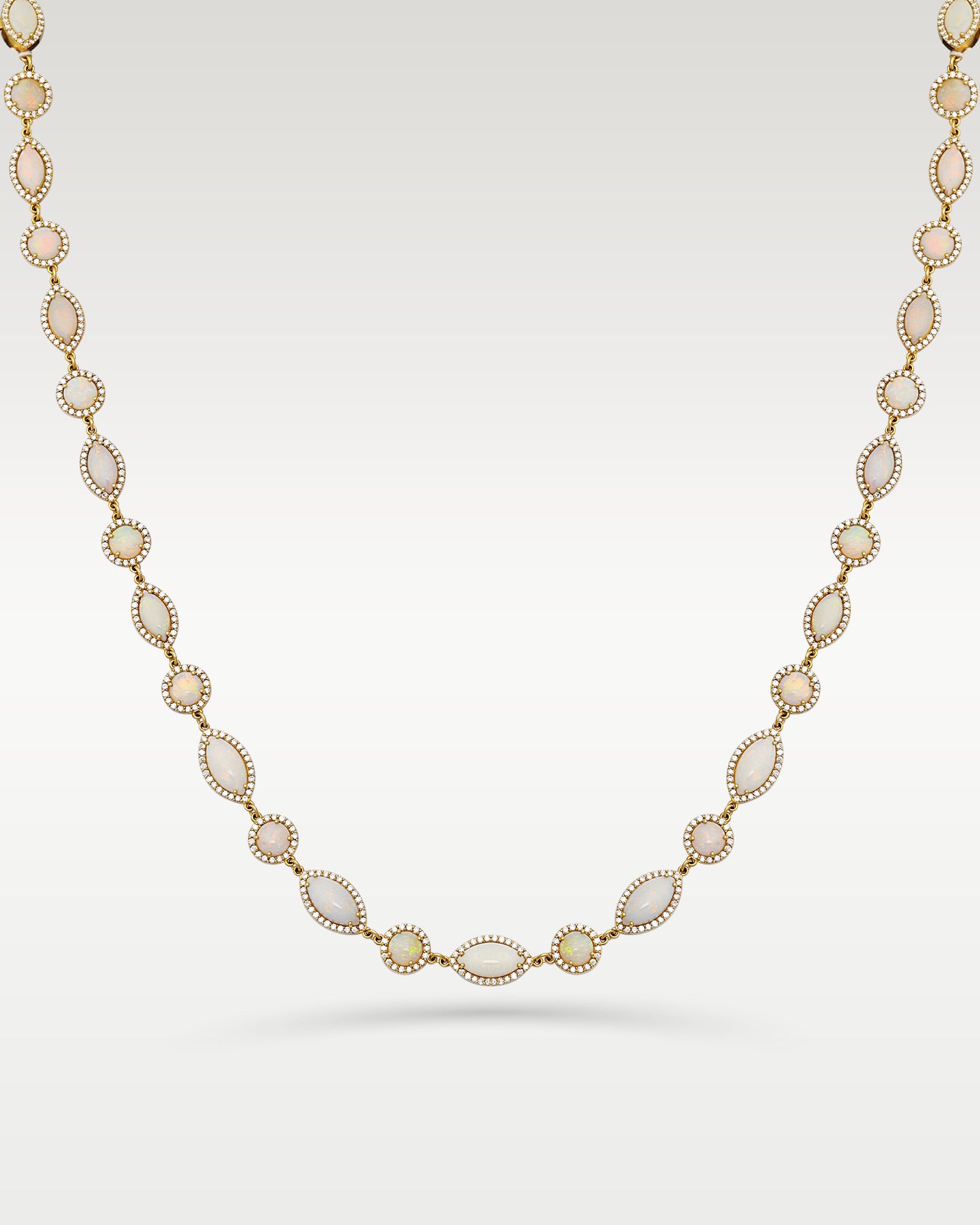 18K Gold Diamond Halo & Opal Chain Necklace | Noahs Fine Jewelry & Watches