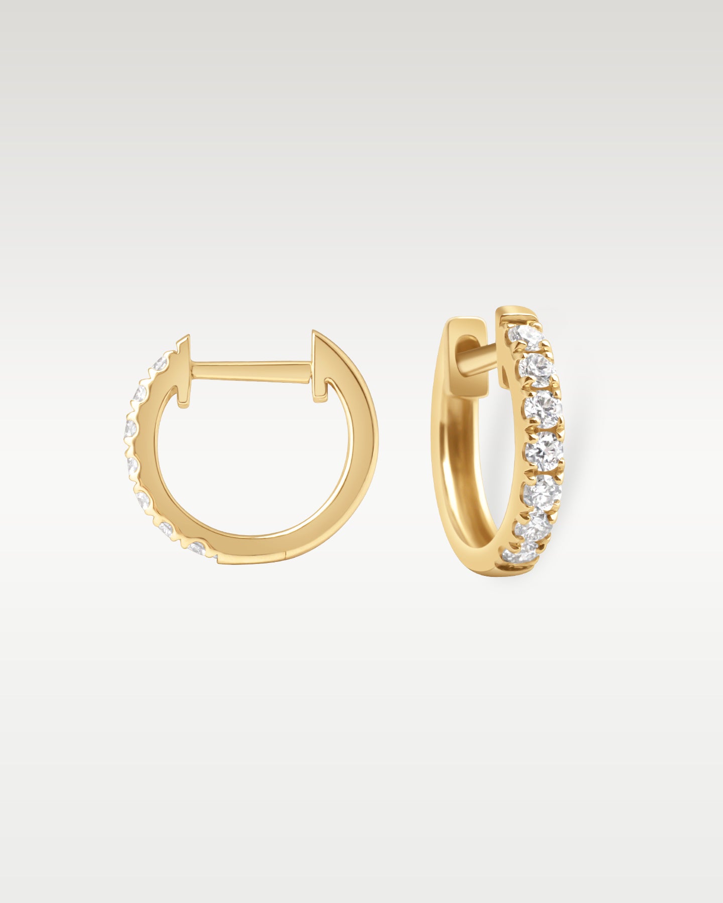 Yellow Gold Diamond Huggie Hoop Earrings | Noah's Fine Jewelry Dallas