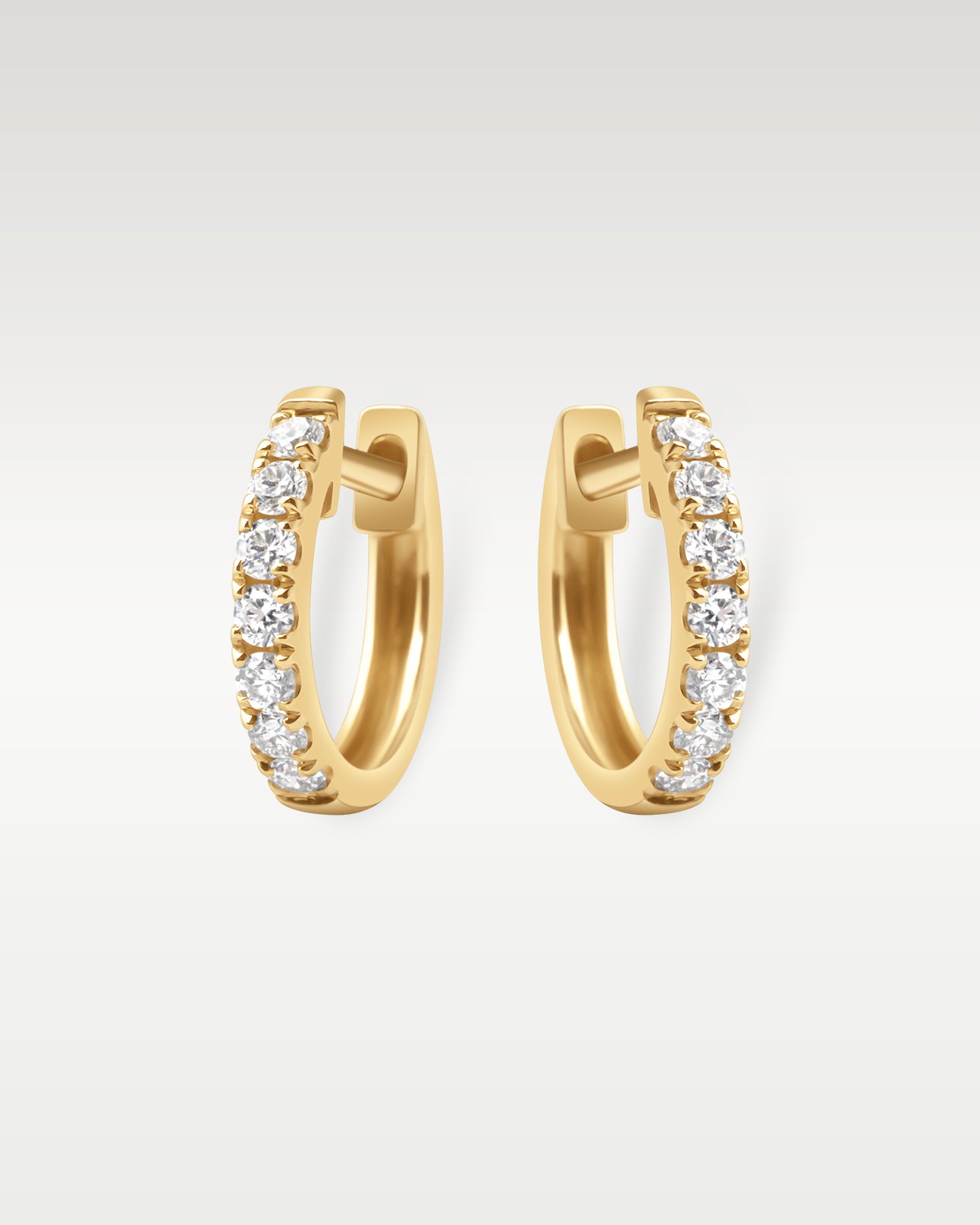 Yellow Gold Diamond Huggie Hoop Earrings | Noah's Fine Jewelry Dallas