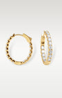 Yellow Gold 3ct Diamond Pave Hoop Earrings | Noah's Fine Jewelry Dallas