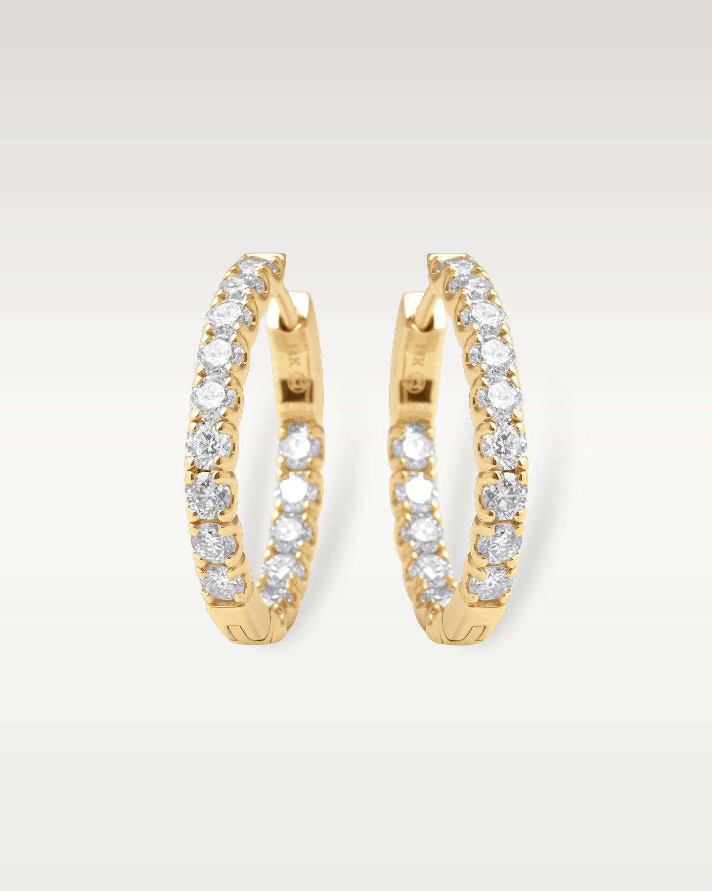 Yellow Gold 3ct Diamond Pave Hoop Earrings | Noah's Fine Jewelry Dallas