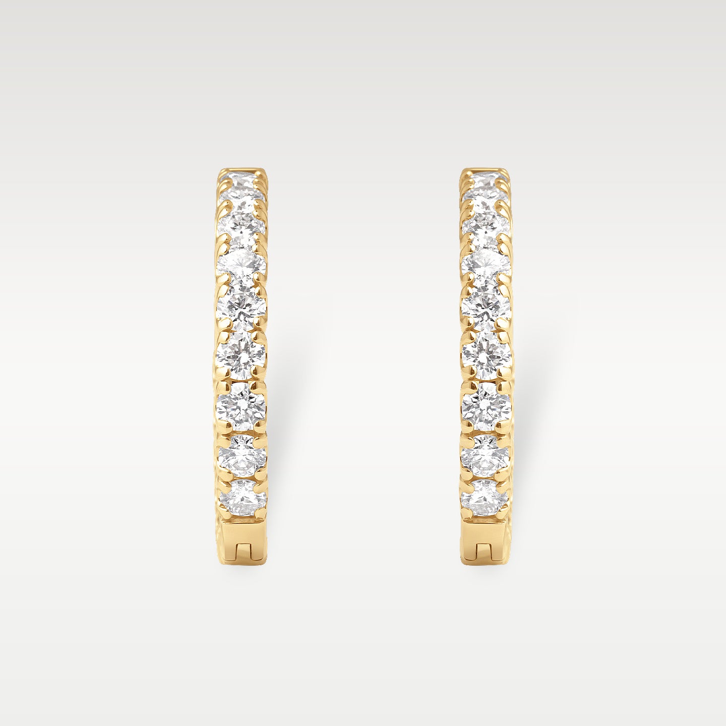 Yellow Gold 3ct Diamond Pave Hoop Earrings | Noah's Fine Jewelry Dallas