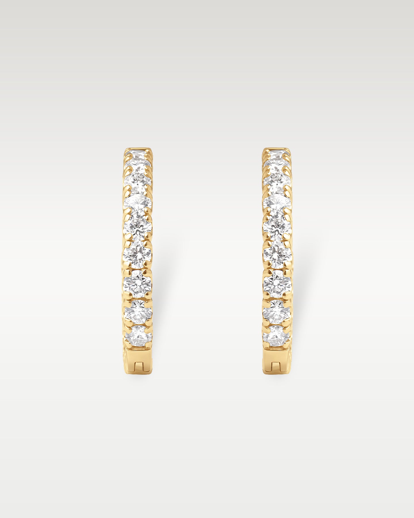 Yellow Gold 3ct Diamond Pave Hoop Earrings | Noah's Fine Jewelry Dallas