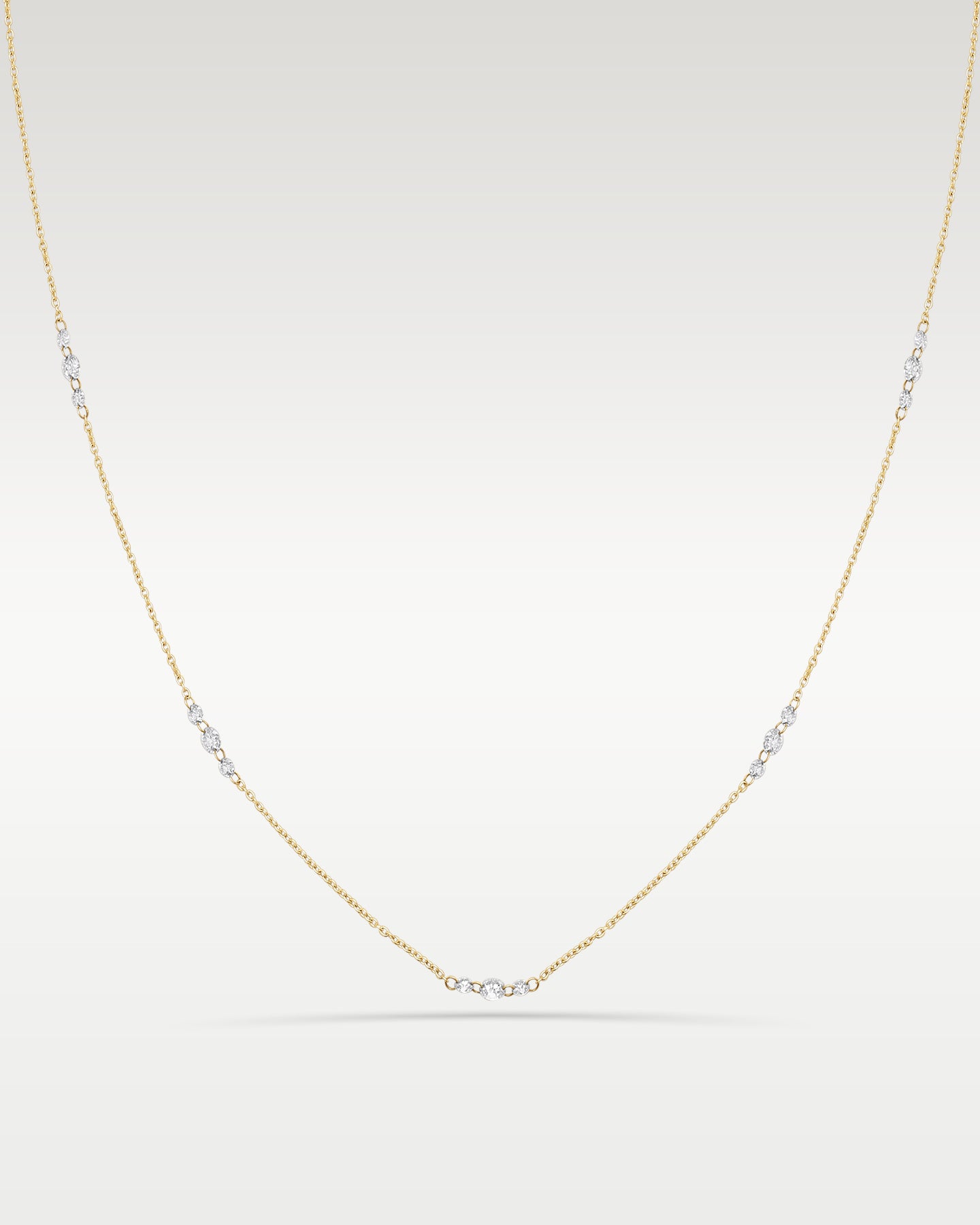 Yellow Gold Diamond Station Necklace | Noahs Fine Diamond Jewelry Dallas