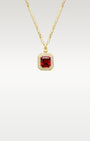 Yellow Gold Emerald Cut Ruby Halo Pendant Necklace | Noahs Fine Jewelry and Watches DFW