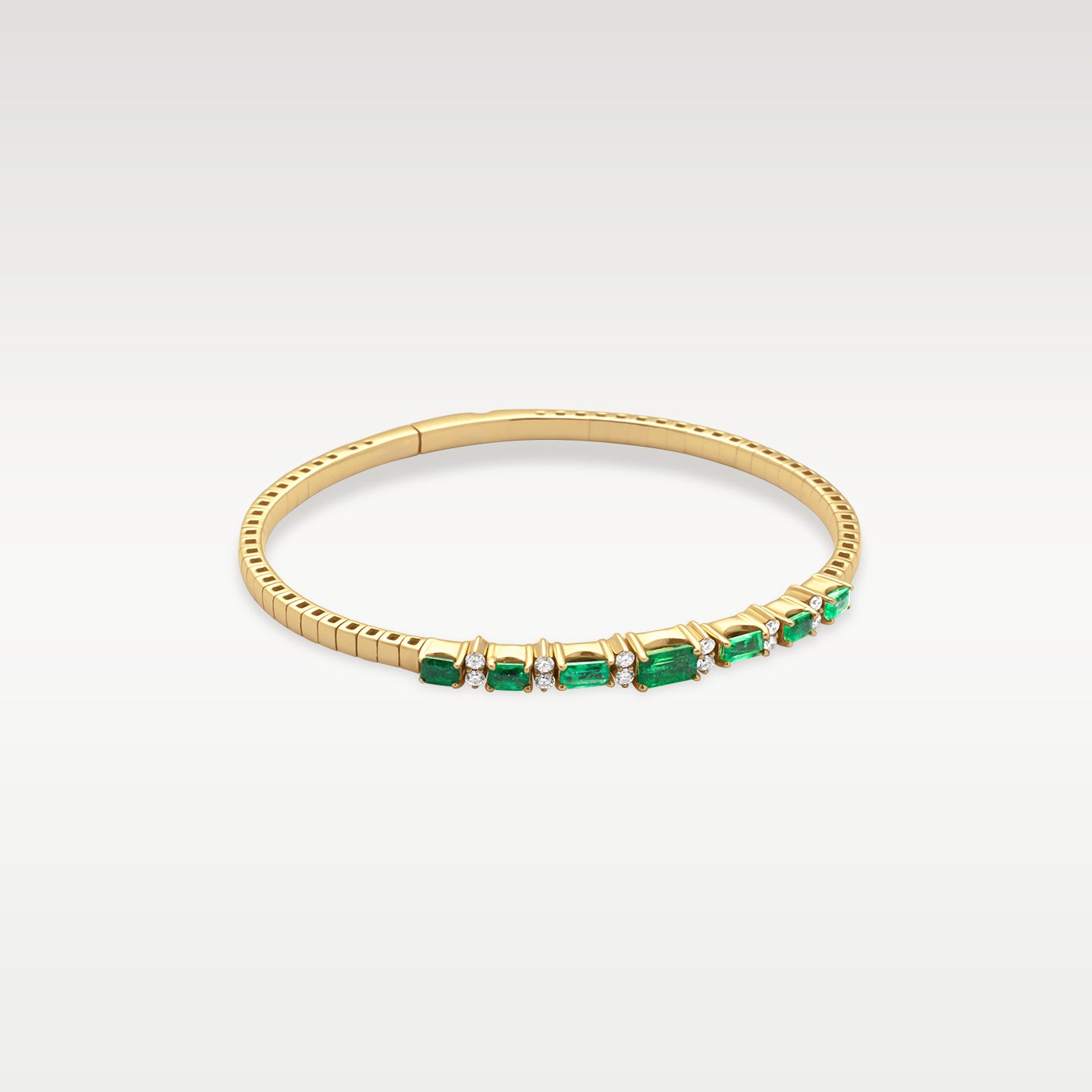 Emerald Diamond Flex Yellow Gold Bangle Bracelet | Noah's Fine Jewelry and Watches Dallas