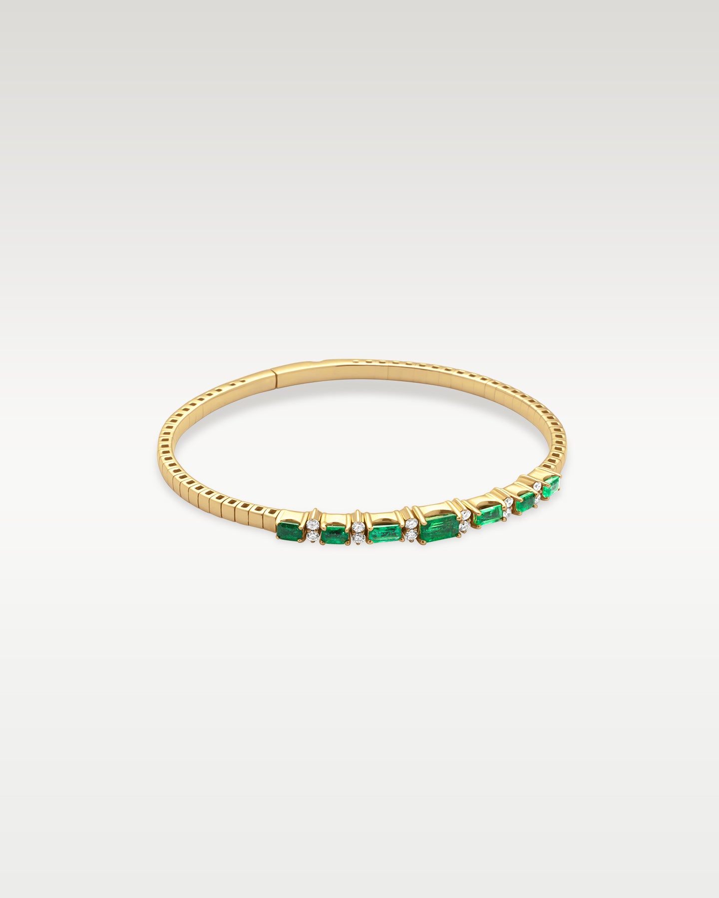 Emerald Diamond Flex Yellow Gold Bangle Bracelet | Noah's Fine Jewelry and Watches Dallas