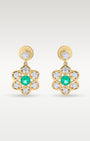 18K Gold Flower Green Sapphire & Diamond Earrings | Noah's Fine Jewelry DFW, Texas