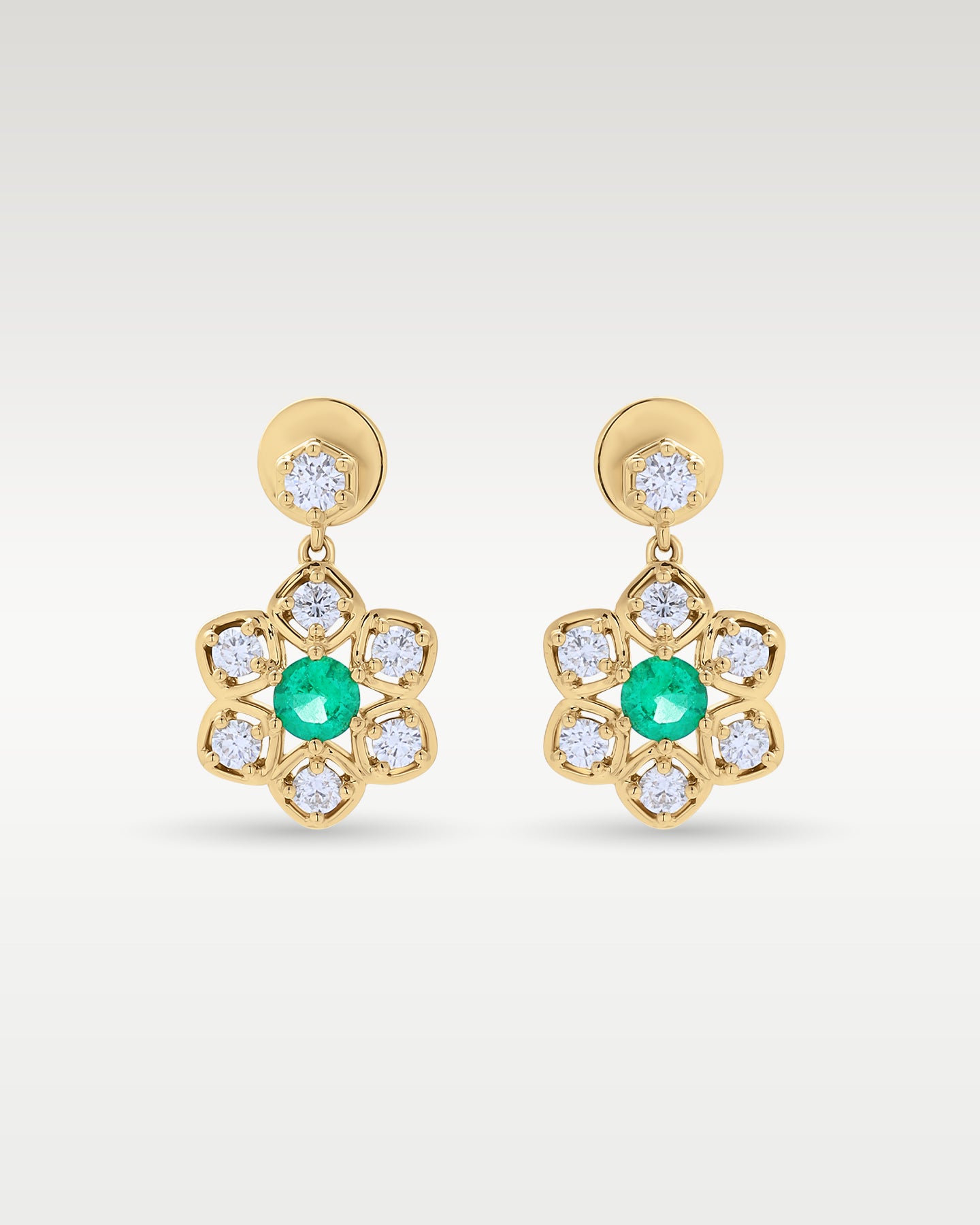 18K Gold Flower Green Sapphire & Diamond Earrings | Noah's Fine Jewelry DFW, Texas