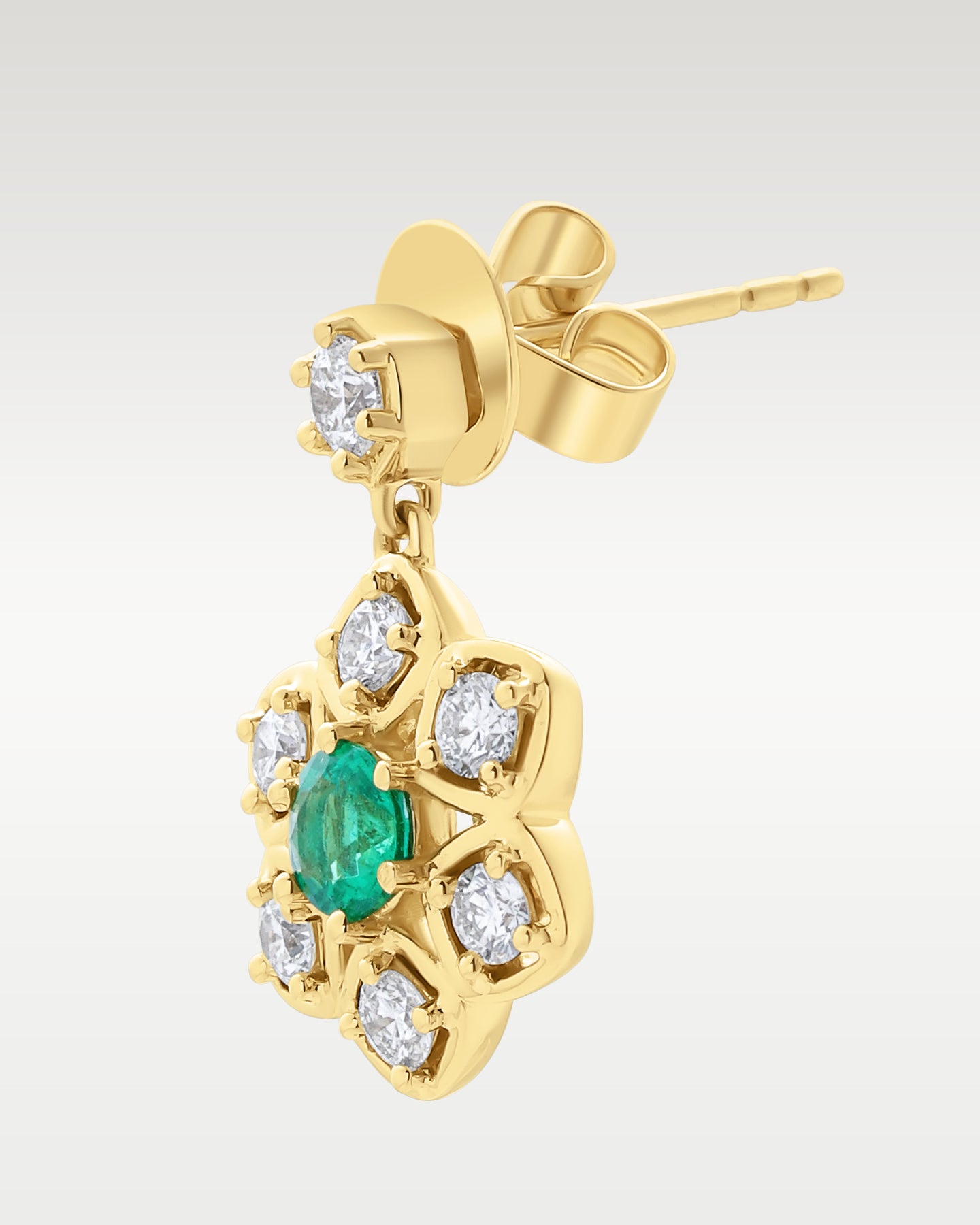 18K Gold Flower Green Sapphire & Diamond Earrings | Noah's Fine Jewelry DFW, Texas