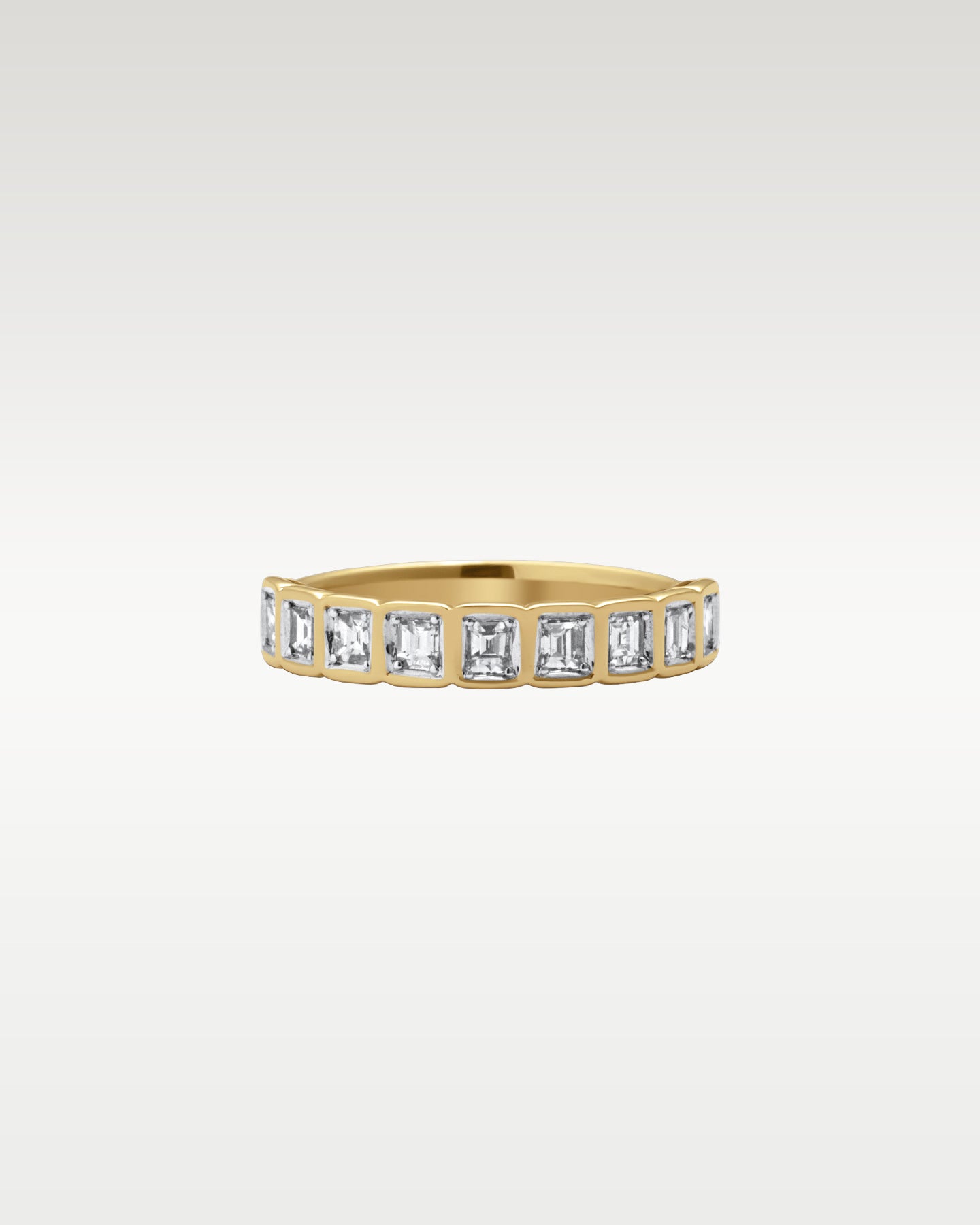 14k Yellow Gold Half Eternity Baguette Diamond Ring | Noah's Fine Jewelry Dallas, Texas