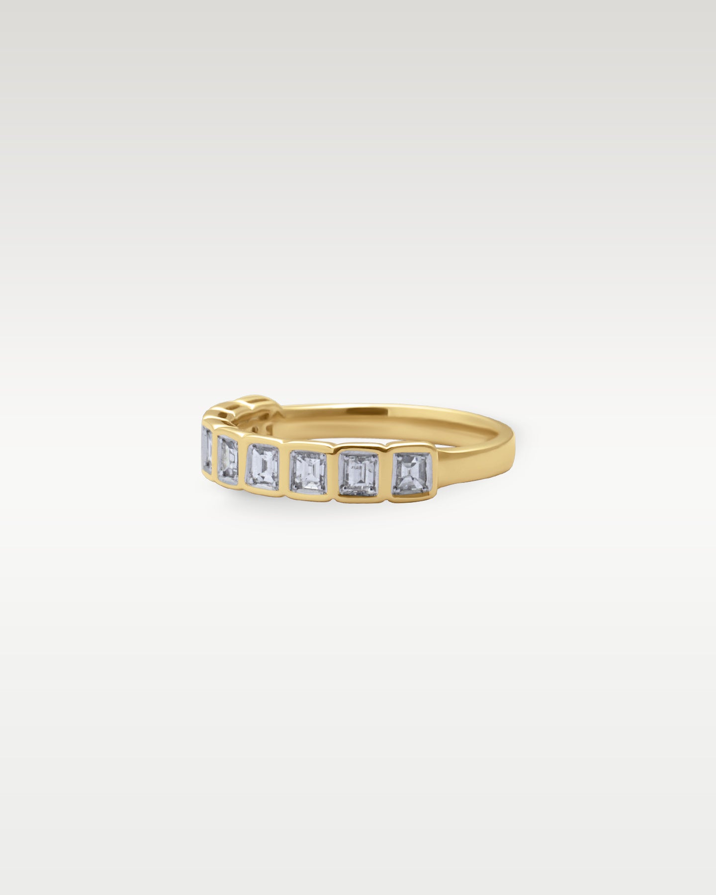 14k Yellow Gold Half Eternity Baguette Diamond Ring | Noah's Fine Jewelry Dallas, Texas
