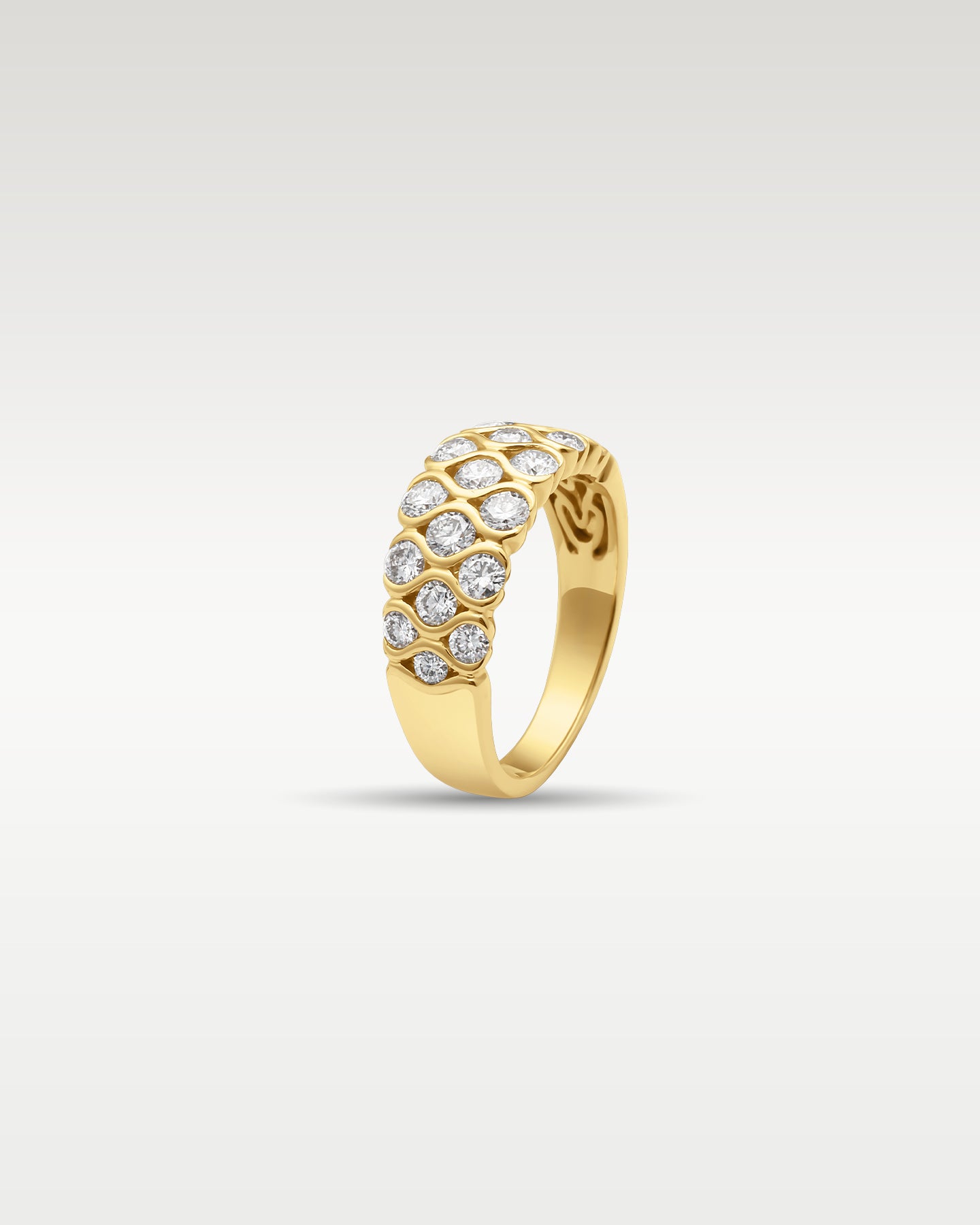14k Yellow Gold Honeycomb Diamond Ring | Noah's Fine Jewelry Frisco TX