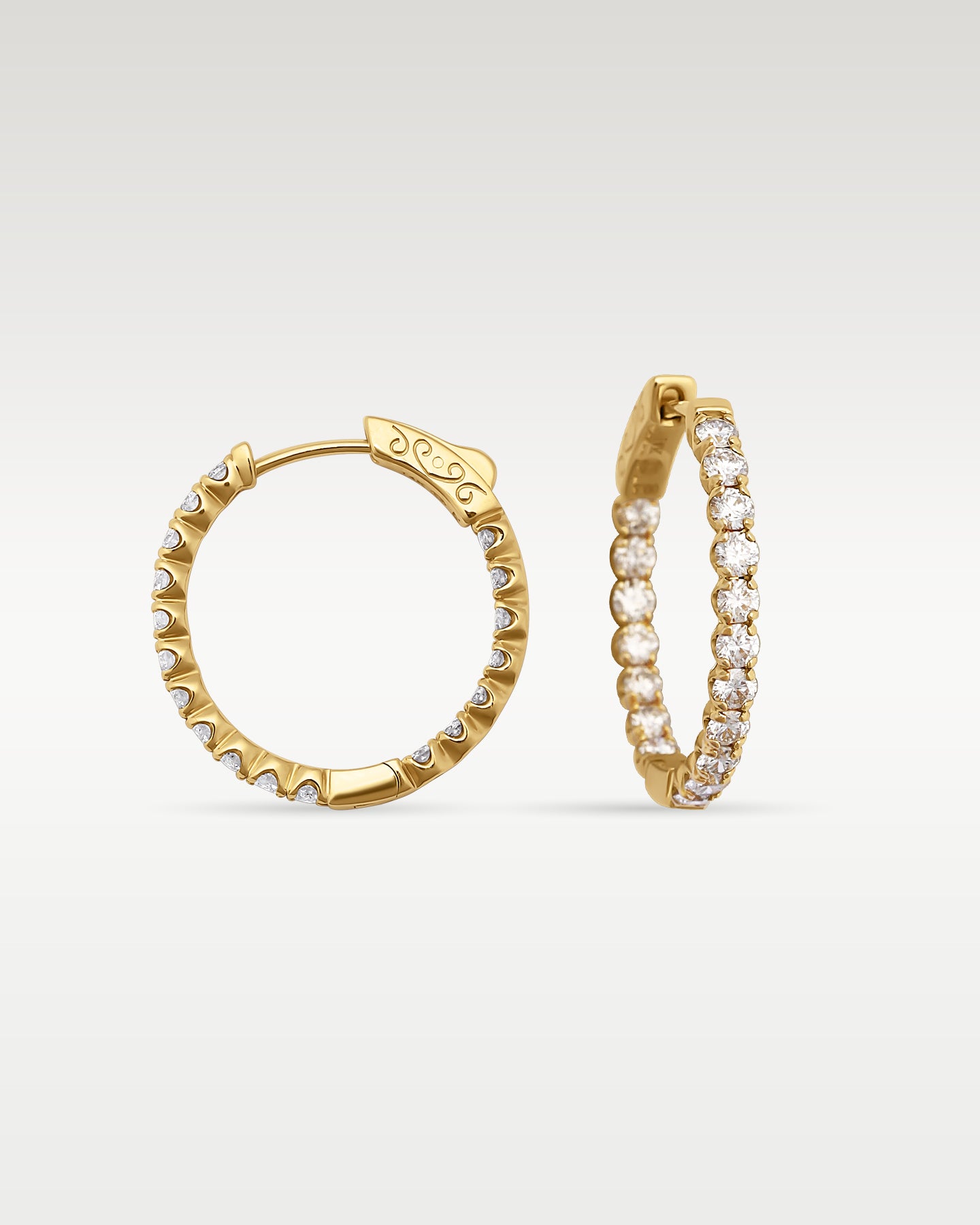 Gold Inside Out Diamond Hoop Earrings 2.50ct | Noahs Fine Jewelry & Watches