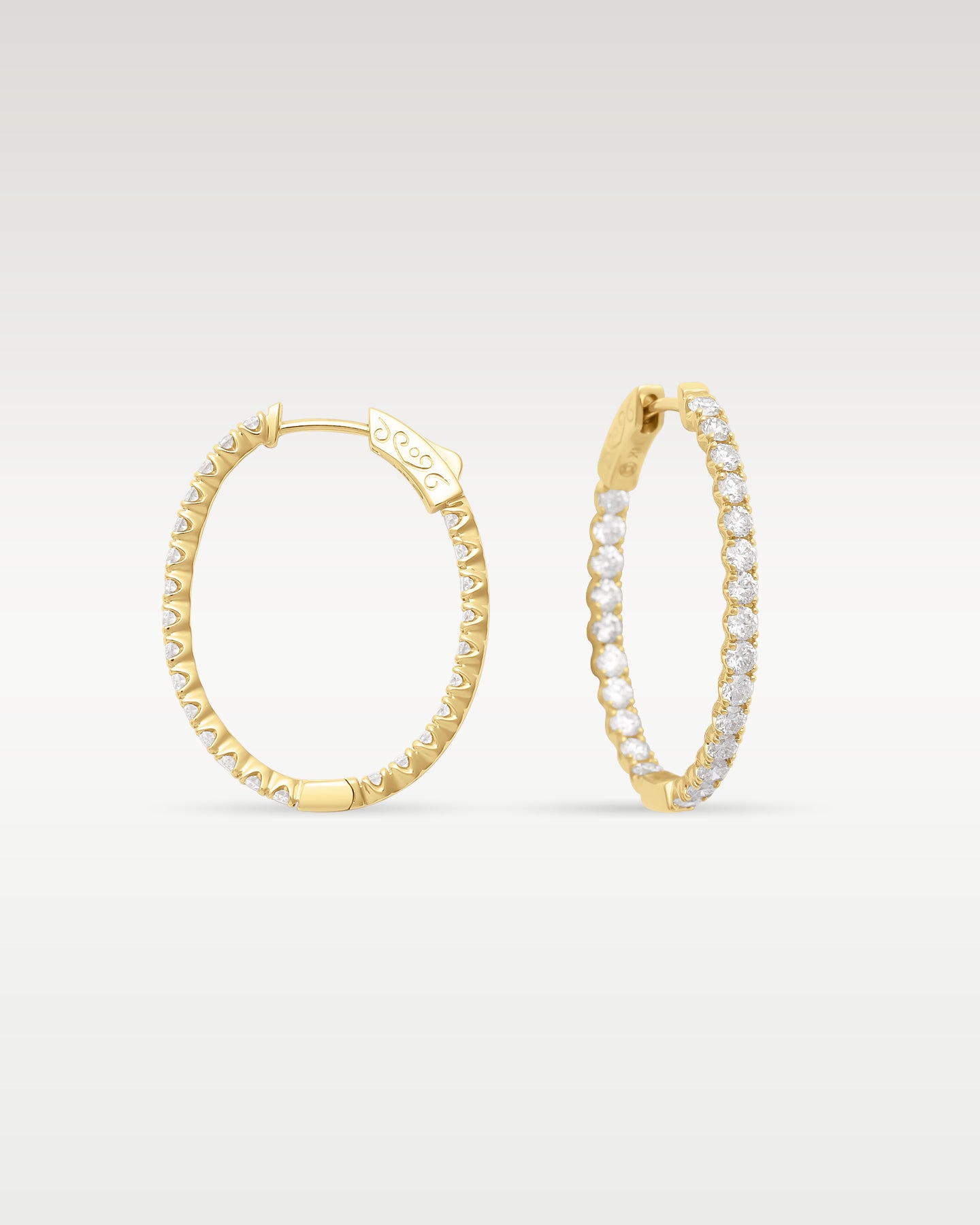 14K Gold Inside Out Eternity Diamond Hoops | Noah's Fine Watches and Jewelry