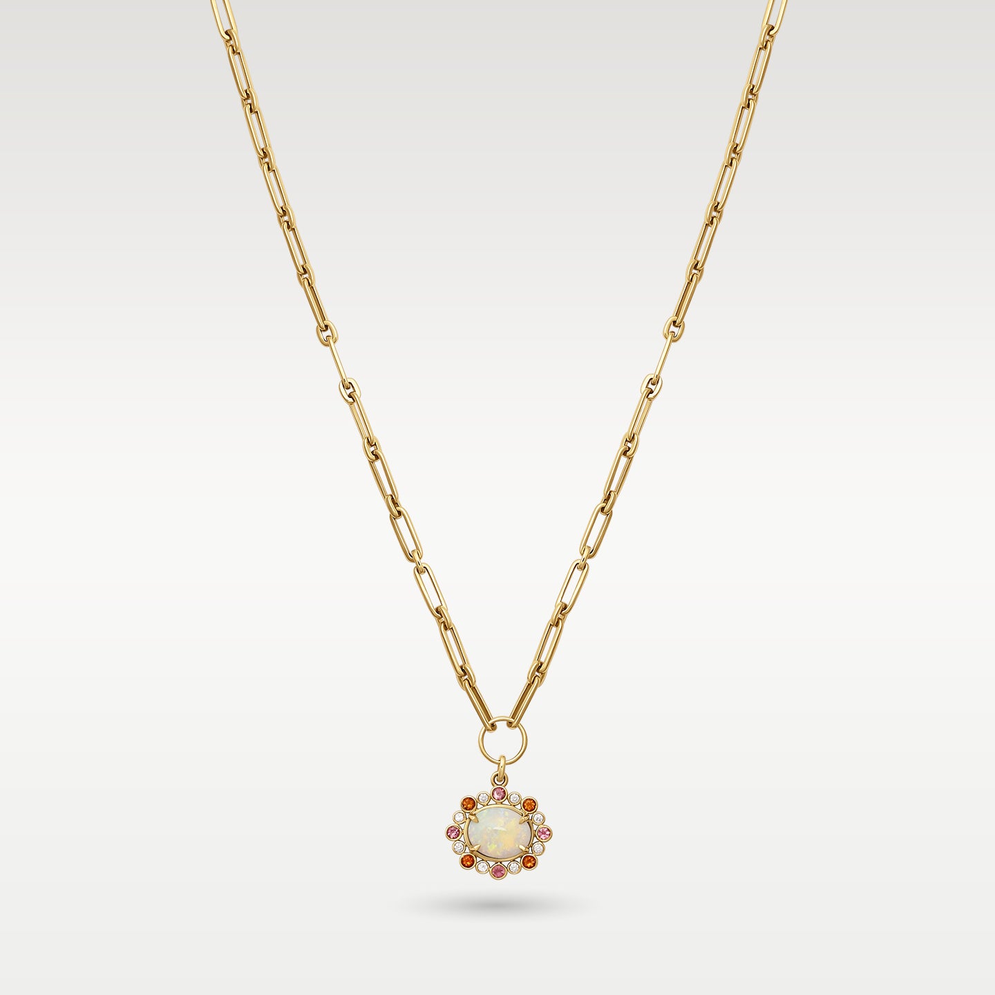Gold Opal Paperclip Chain Pendant Necklace | Noahs Fine Jewelry & Watches