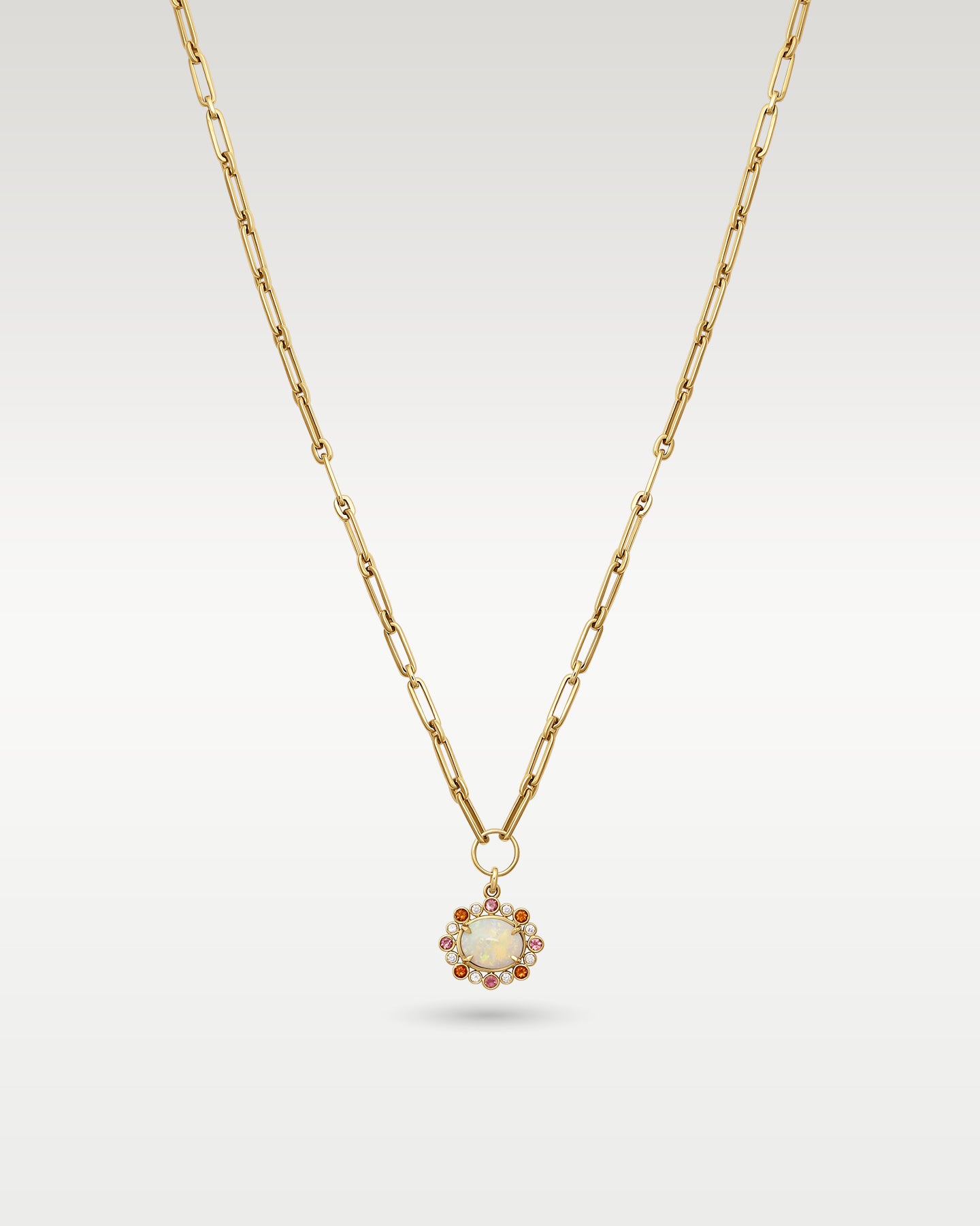 Gold Opal Paperclip Chain Pendant Necklace | Noahs Fine Jewelry & Watches
