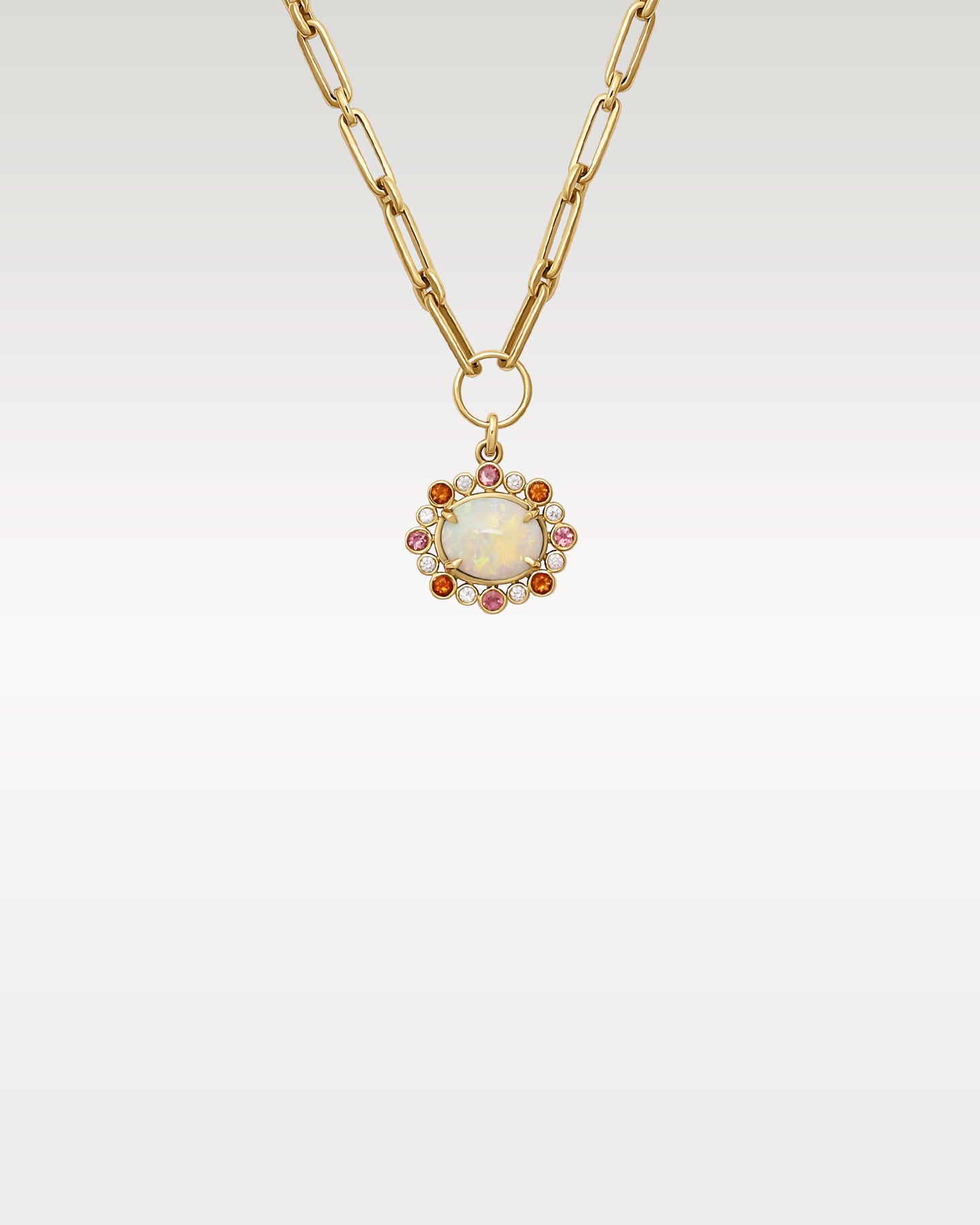 Gold Opal Paperclip Chain Pendant Necklace | Noahs Fine Jewelry & Watches