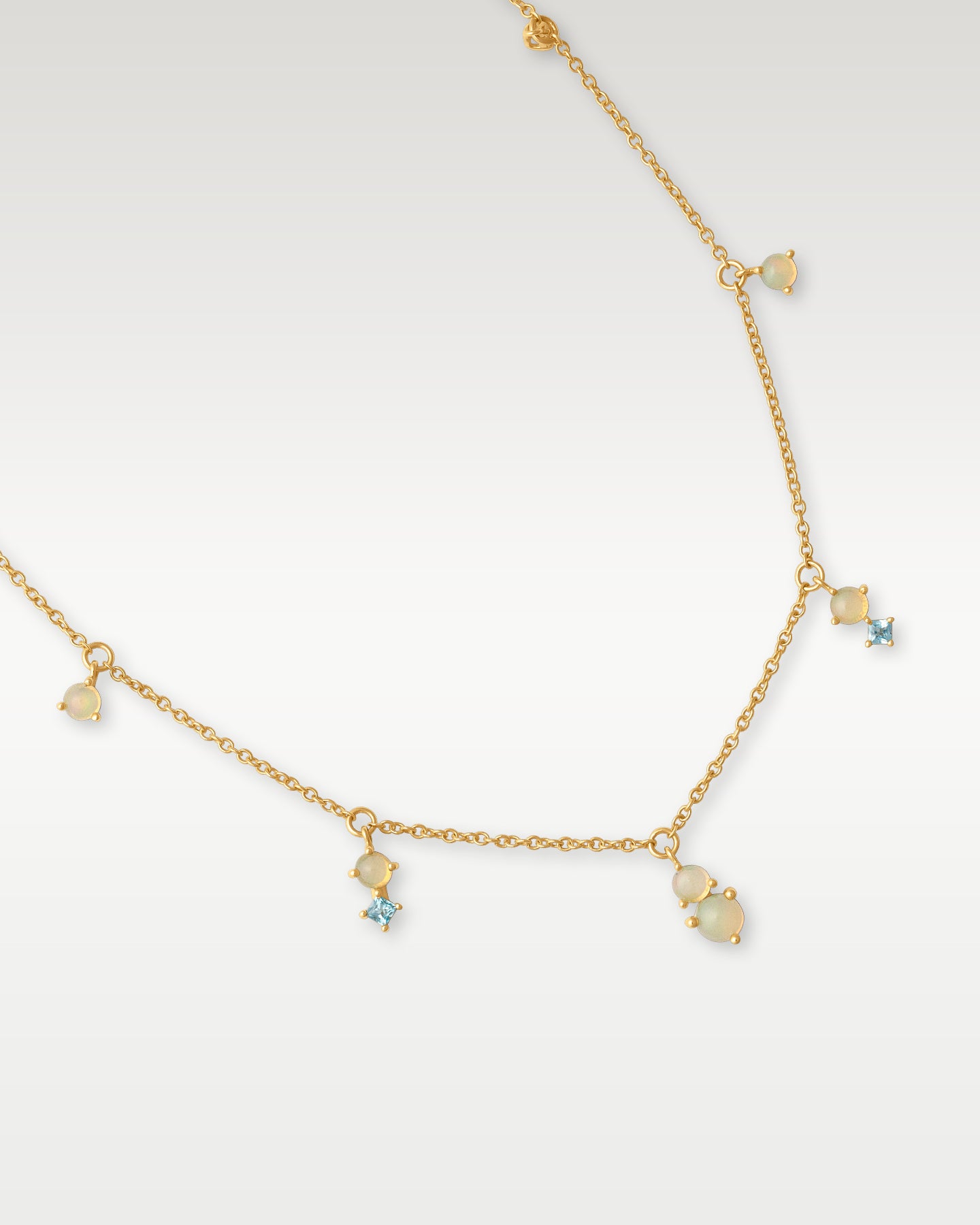 14k Yellow Gold Opal & Topaz Fringe Necklace | Noah's Fine Jewelry Dallas, TX
