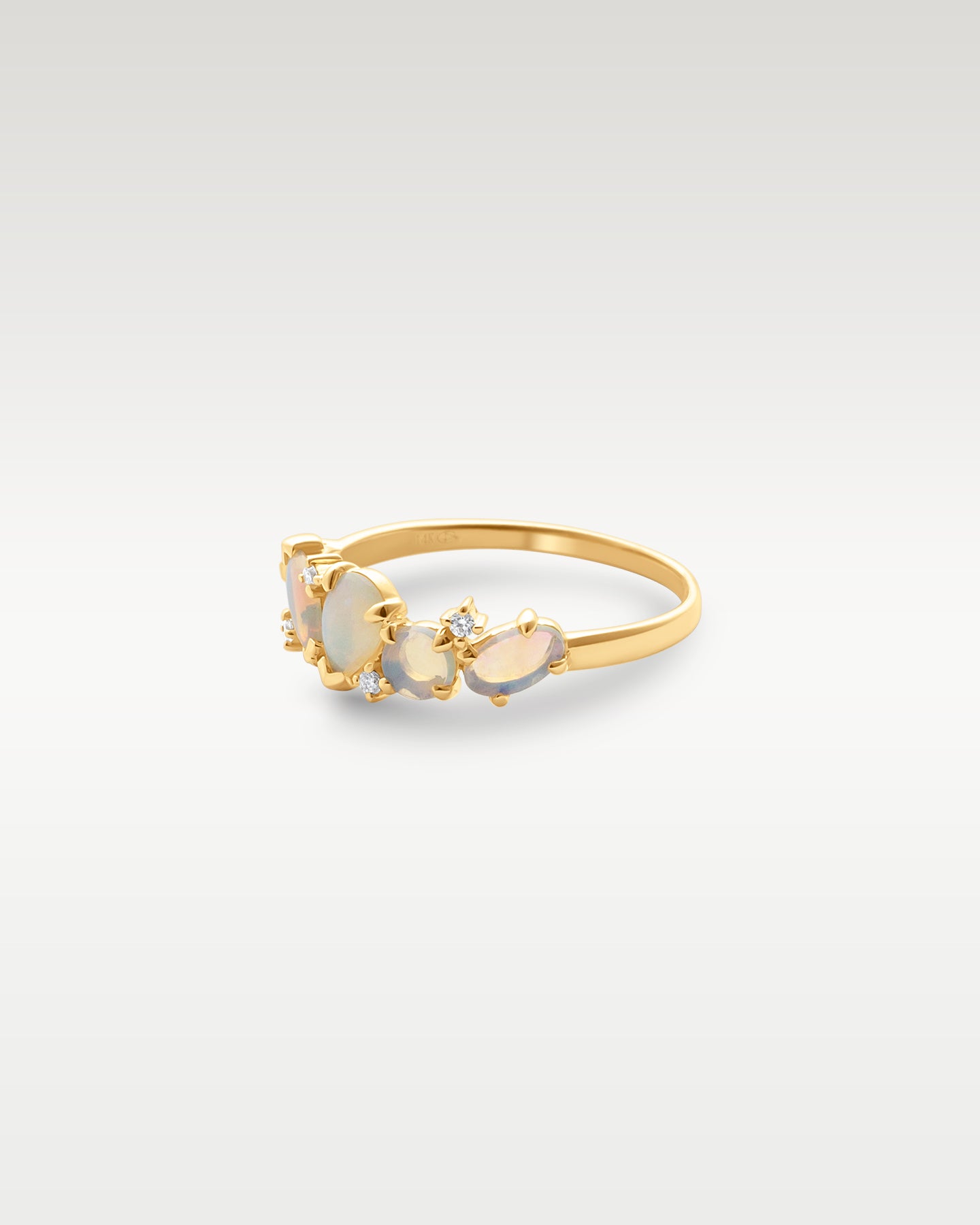 Yellow Gold Opal & Diamond Cluster Ring | Noah's Fine Jewelry Dallas, Texas