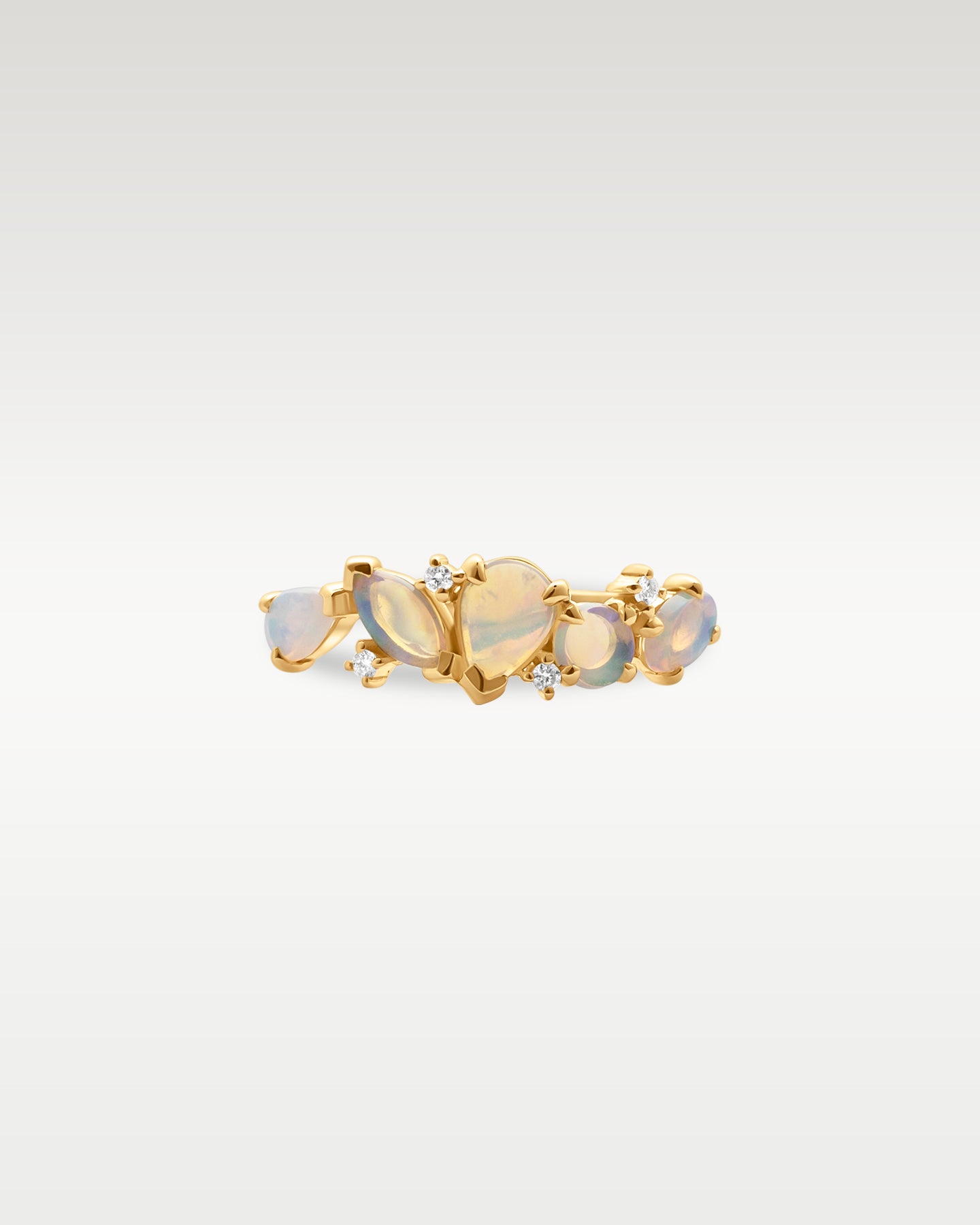 Yellow Gold Opal & Diamond Cluster Ring | Noah's Fine Jewelry Dallas, Texas