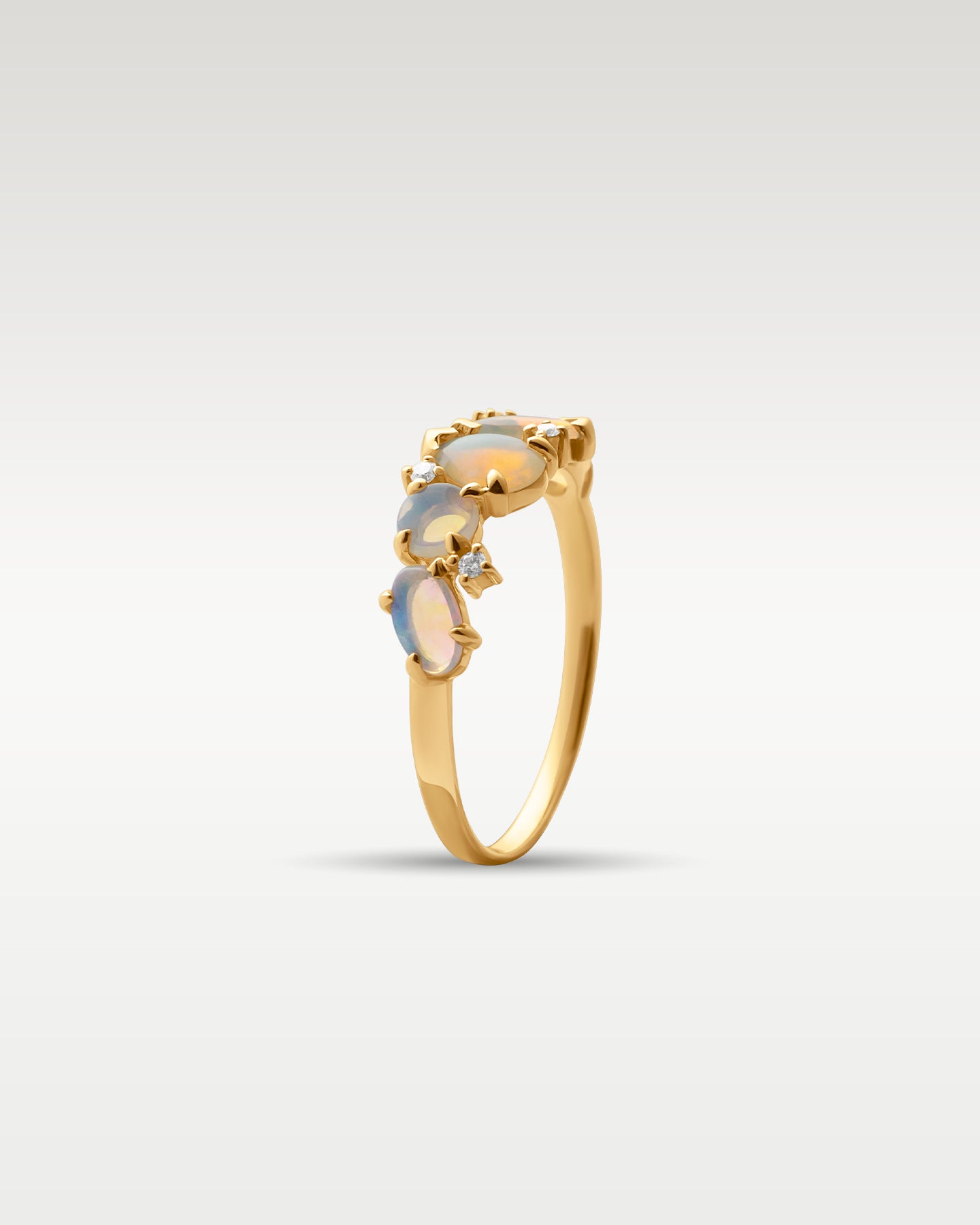 Yellow Gold Opal & Diamond Cluster Ring | Noah's Fine Jewelry Dallas, Texas
