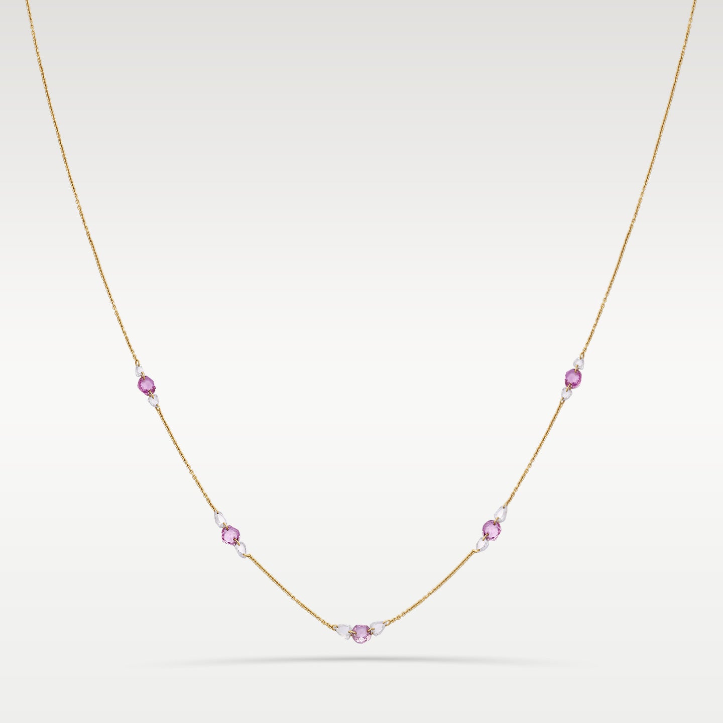 18k Pink Sapphire & Diamond Station Necklace | Noah's Fine Jewelry & Watches
