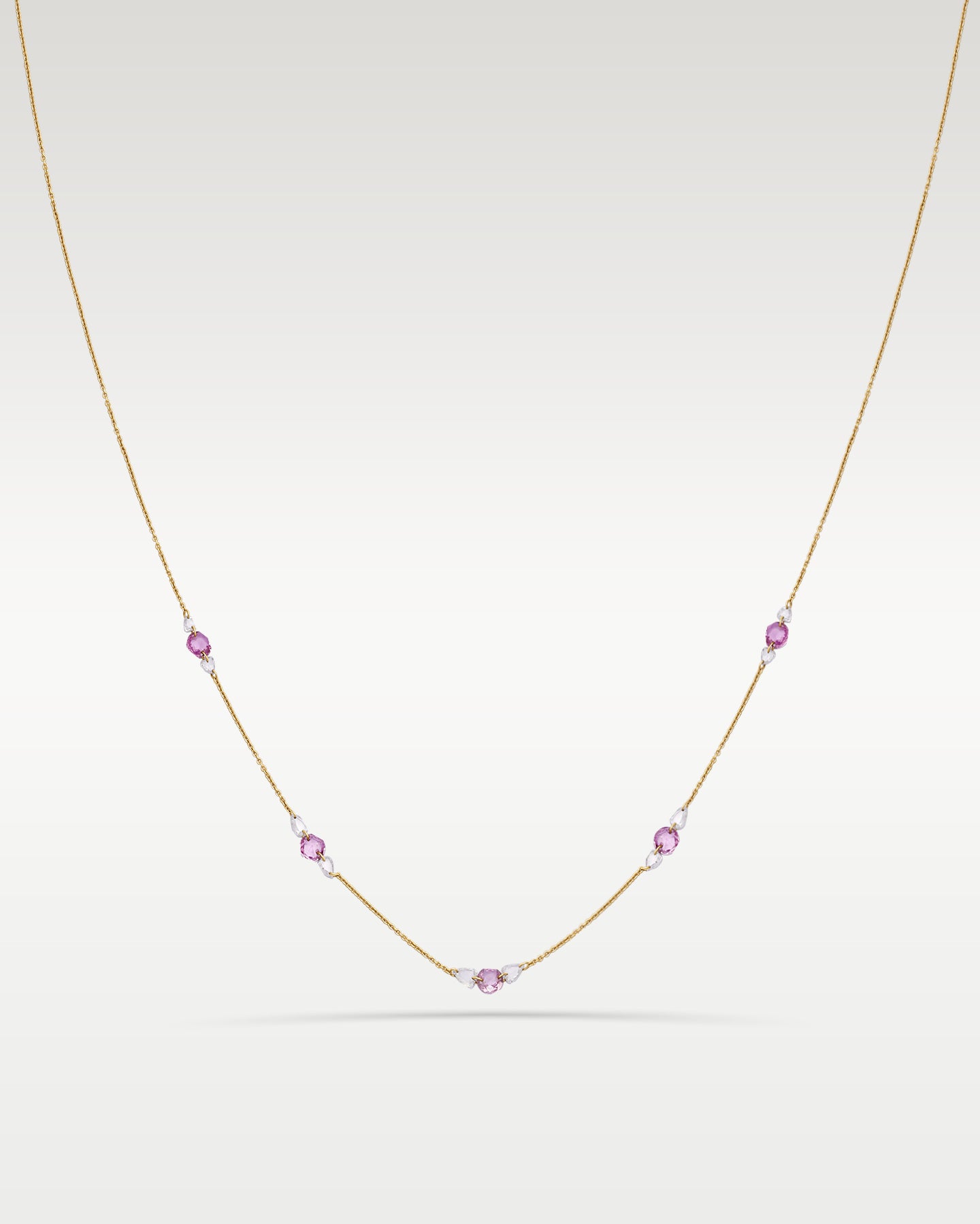 18k Pink Sapphire & Diamond Station Necklace | Noah's Fine Jewelry & Watches