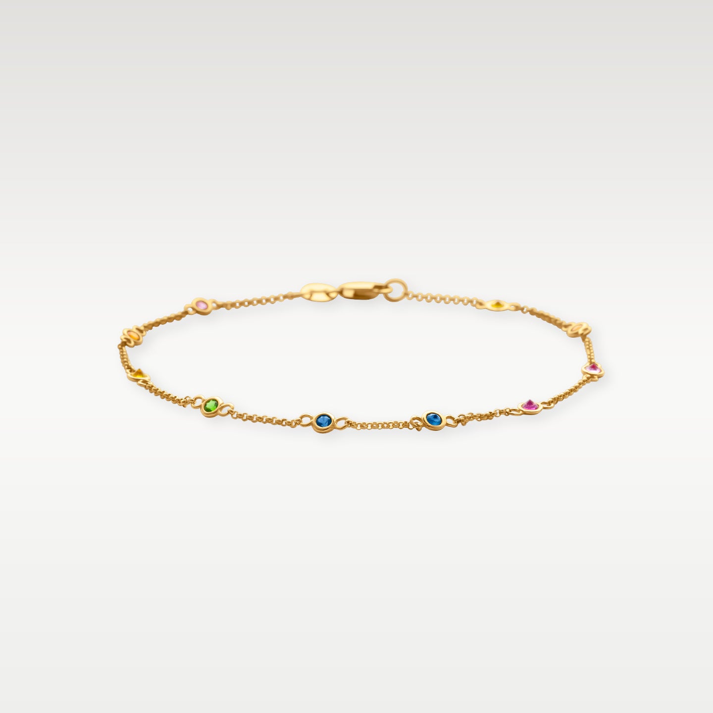 14k Yellow Gold Rainbow Sapphire Station Bracelet | Noah's Fine Jewelry DFW, TX
