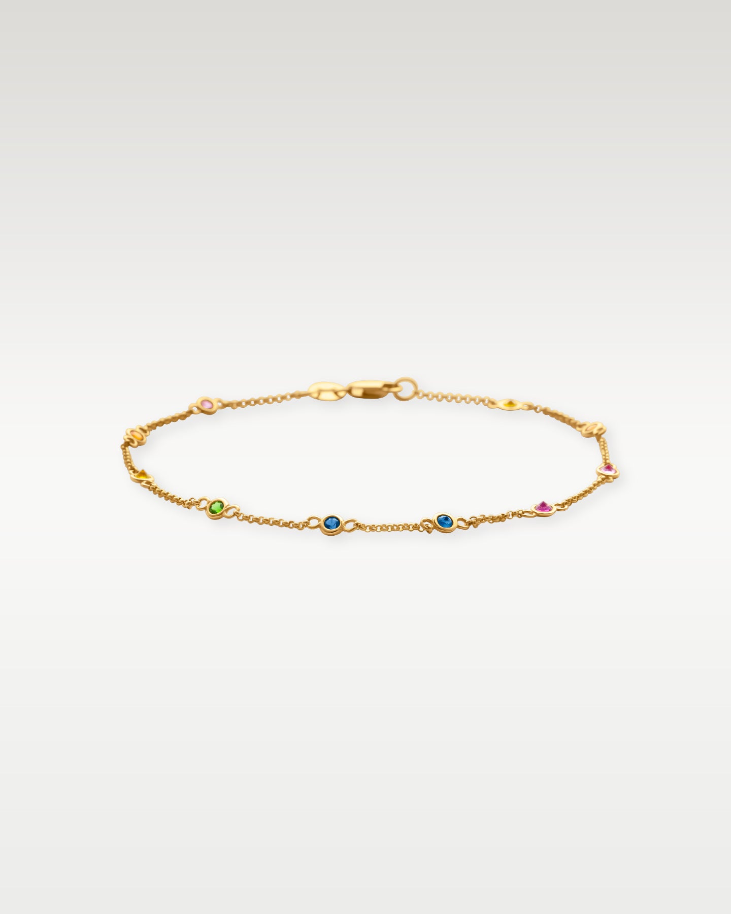14k Yellow Gold Rainbow Sapphire Station Bracelet | Noah's Fine Jewelry DFW, TX