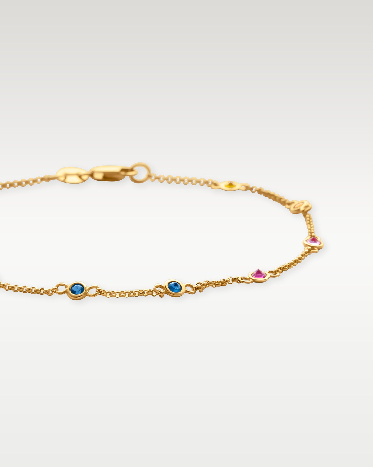 14k Yellow Gold Rainbow Sapphire Station Bracelet | Noah's Fine Jewelry DFW, TX