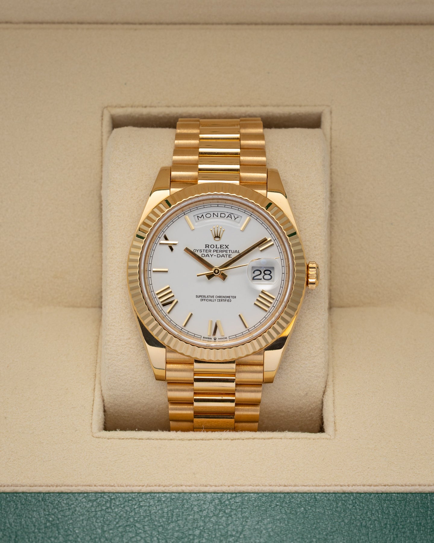 White Roman Rolex Day-Date 228238 | Noahs Fine Watches & Jewelry TX
