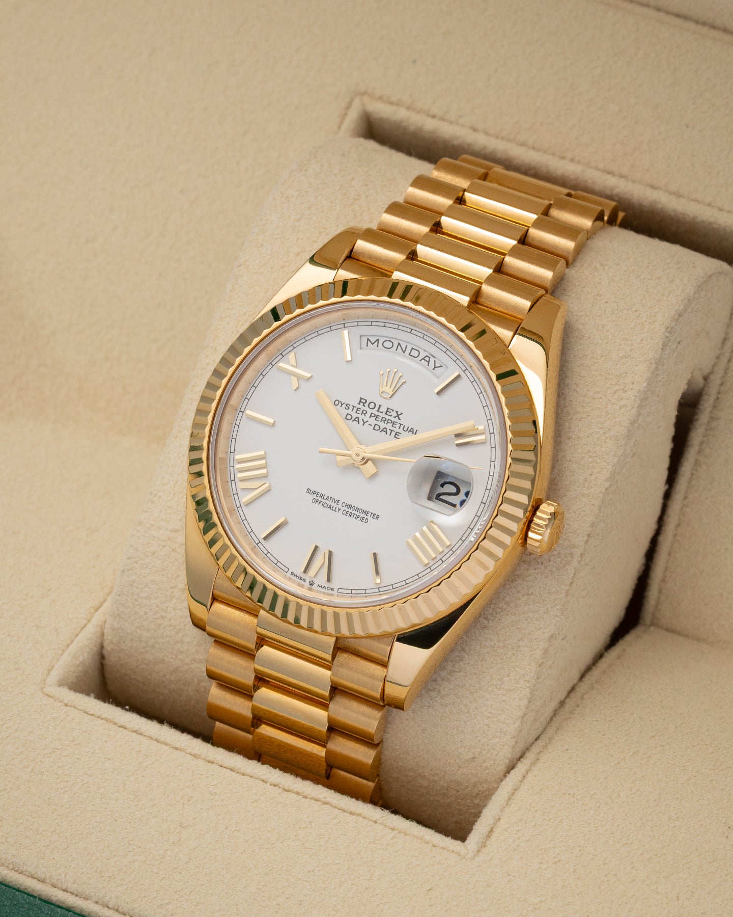 White Roman Rolex Day-Date 228238 | Noahs Fine Watches & Jewelry TX