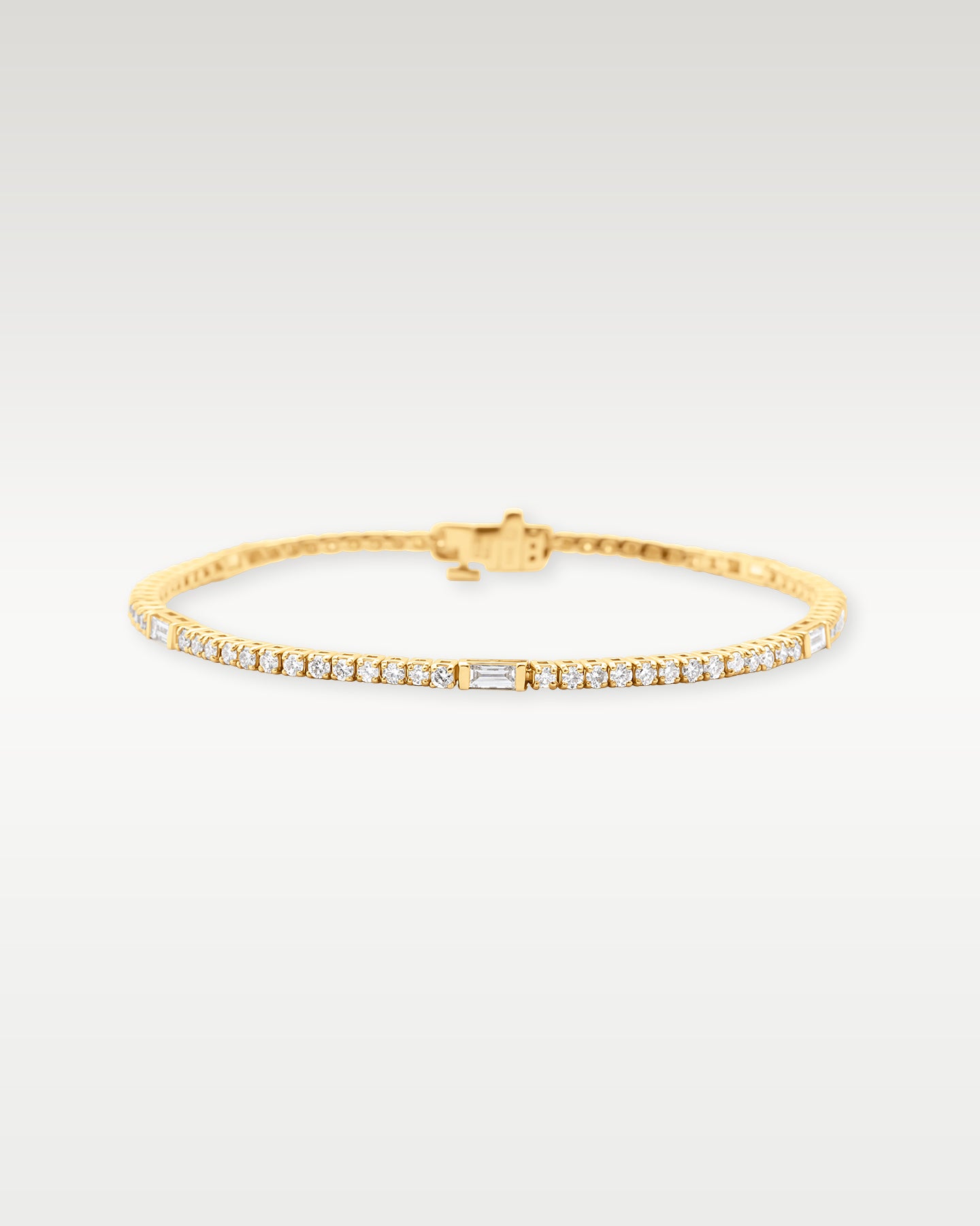 Yellow Gold Round & Baguette Tennis Bracelet | Noah's Fine Jewelry DFW, Texas