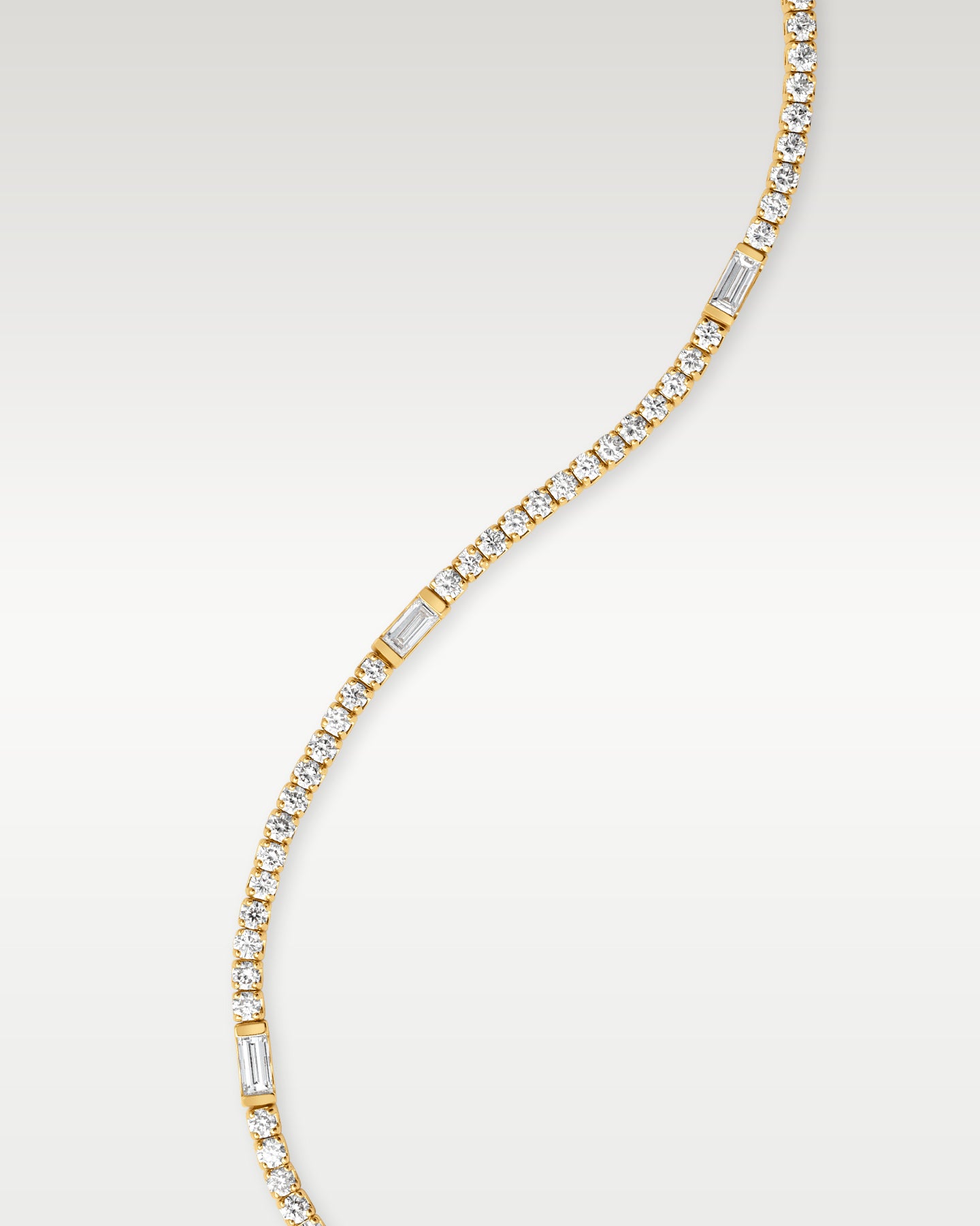 Yellow Gold Round & Baguette Tennis Bracelet | Noah's Fine Jewelry DFW, Texas