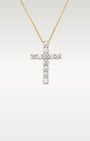 14K Gold Round Diamond Cross Pendant Necklace | Noah's Fine Watches & Jewelry TX
