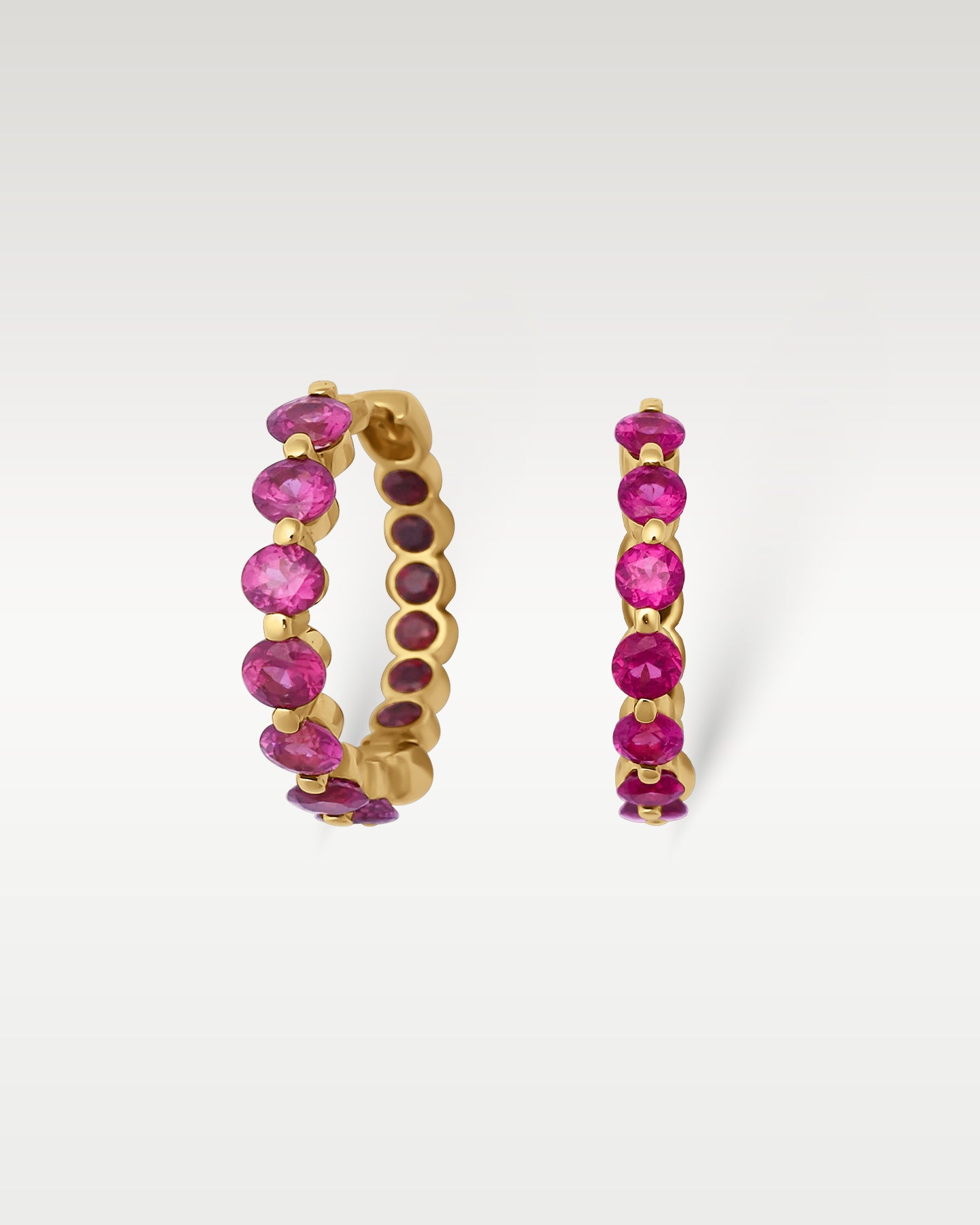 Oval Cut Rubellite & Garnet Hoop Earrings | Noah's Fine Jewelry & Watches Dallas