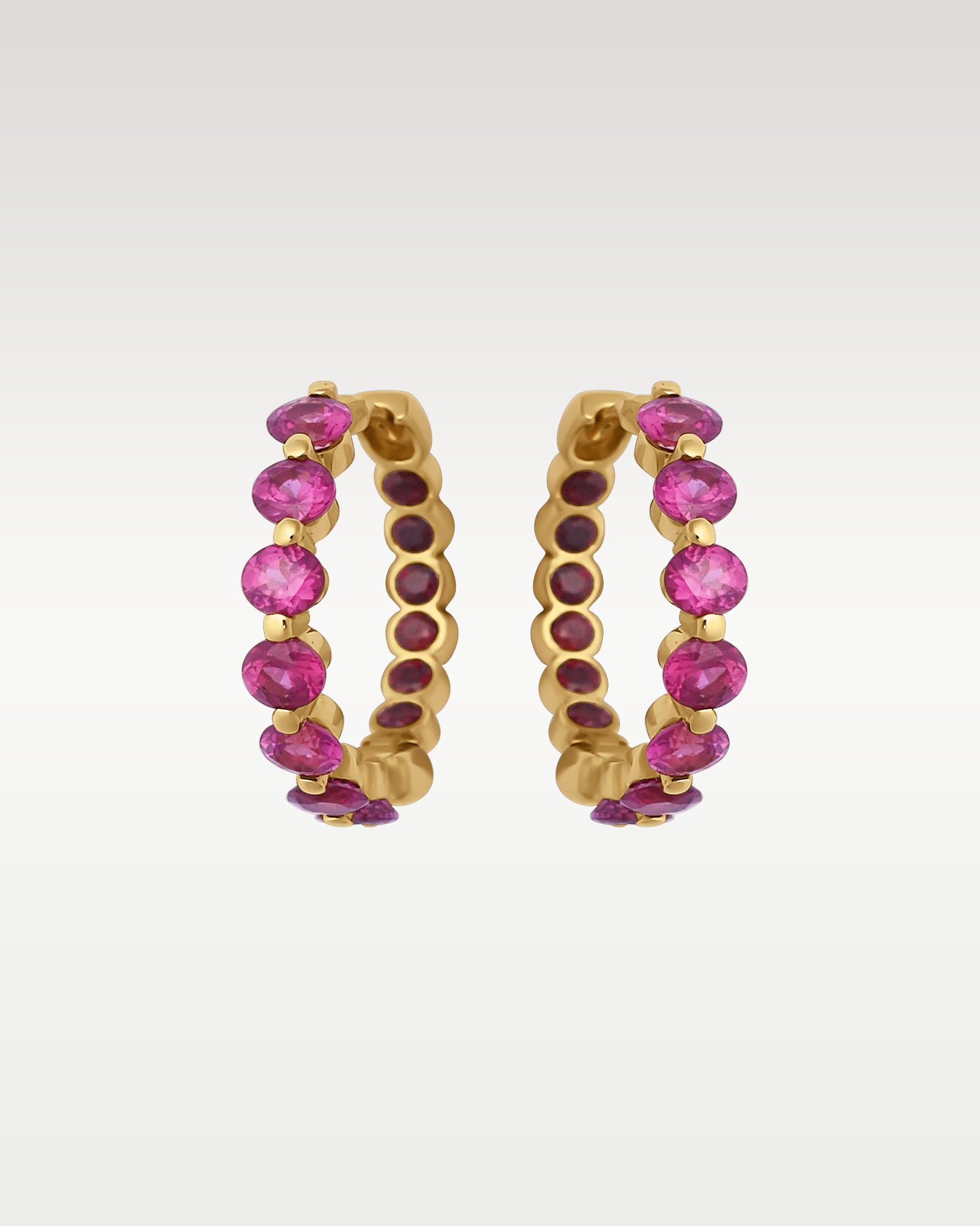 Oval Cut Rubellite & Garnet Hoop Earrings | Noah's Fine Jewelry & Watches Dallas