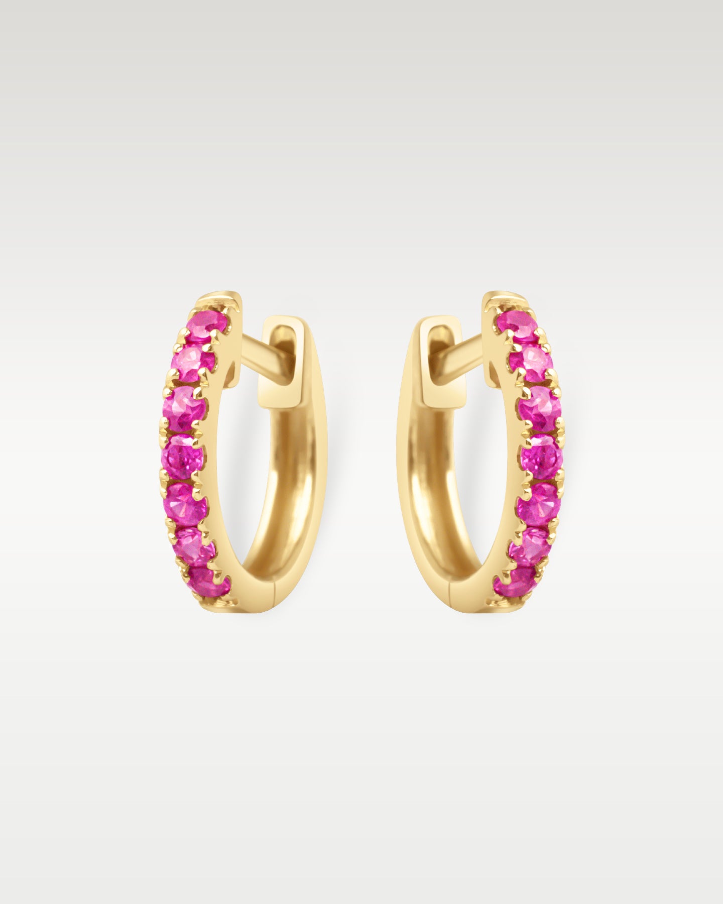 Yellow Gold Ruby Huggie Hoop Earrings | Noah's Fine Jewelry Dallas