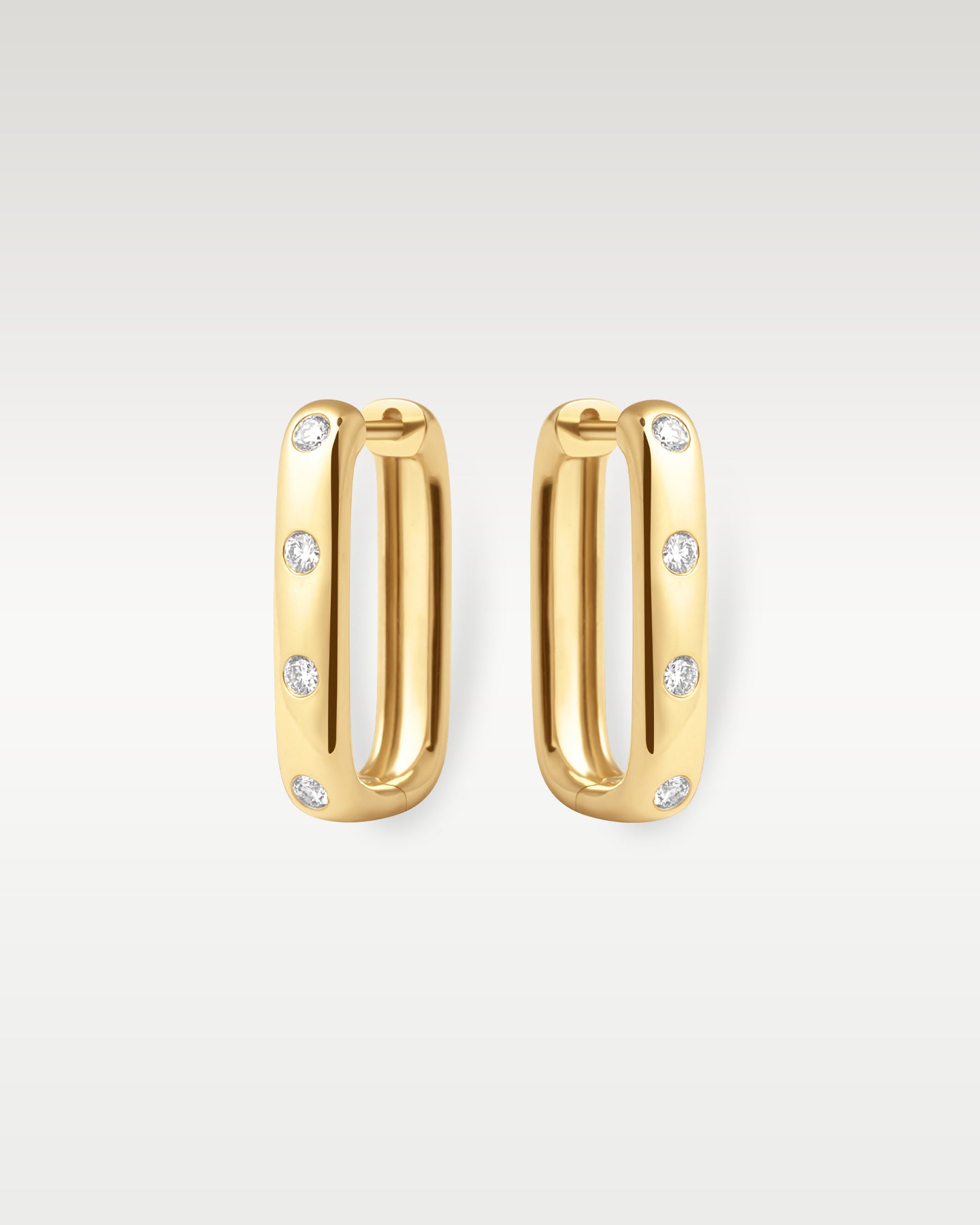 Yellow Gold Square Diamond Hoop Earrings | Noah's Fine Jewelry Dallas