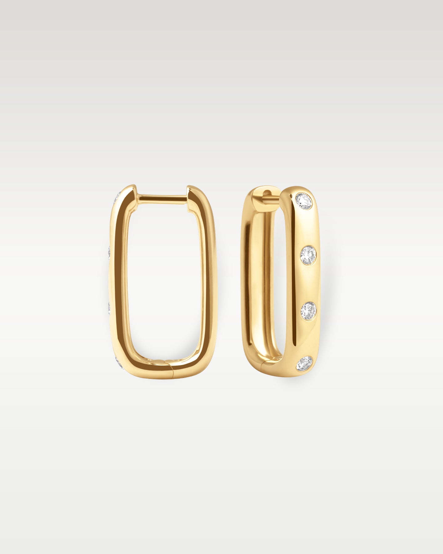 Yellow Gold Square Diamond Hoop Earrings | Noah's Fine Jewelry Dallas