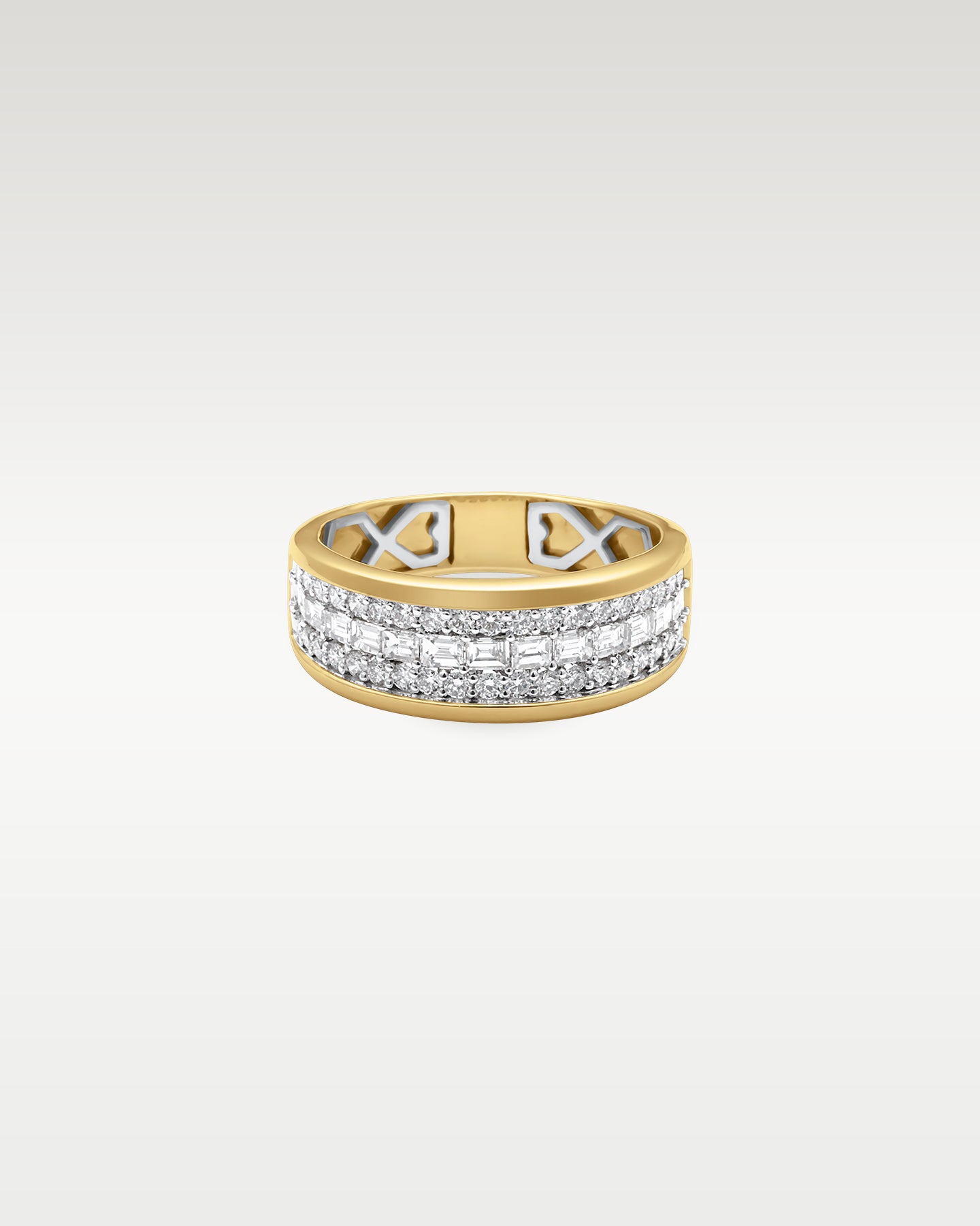14k Yellow Gold Wide Dual Cut Diamond Band | Noah's Fine Jewelry Frisco TX
