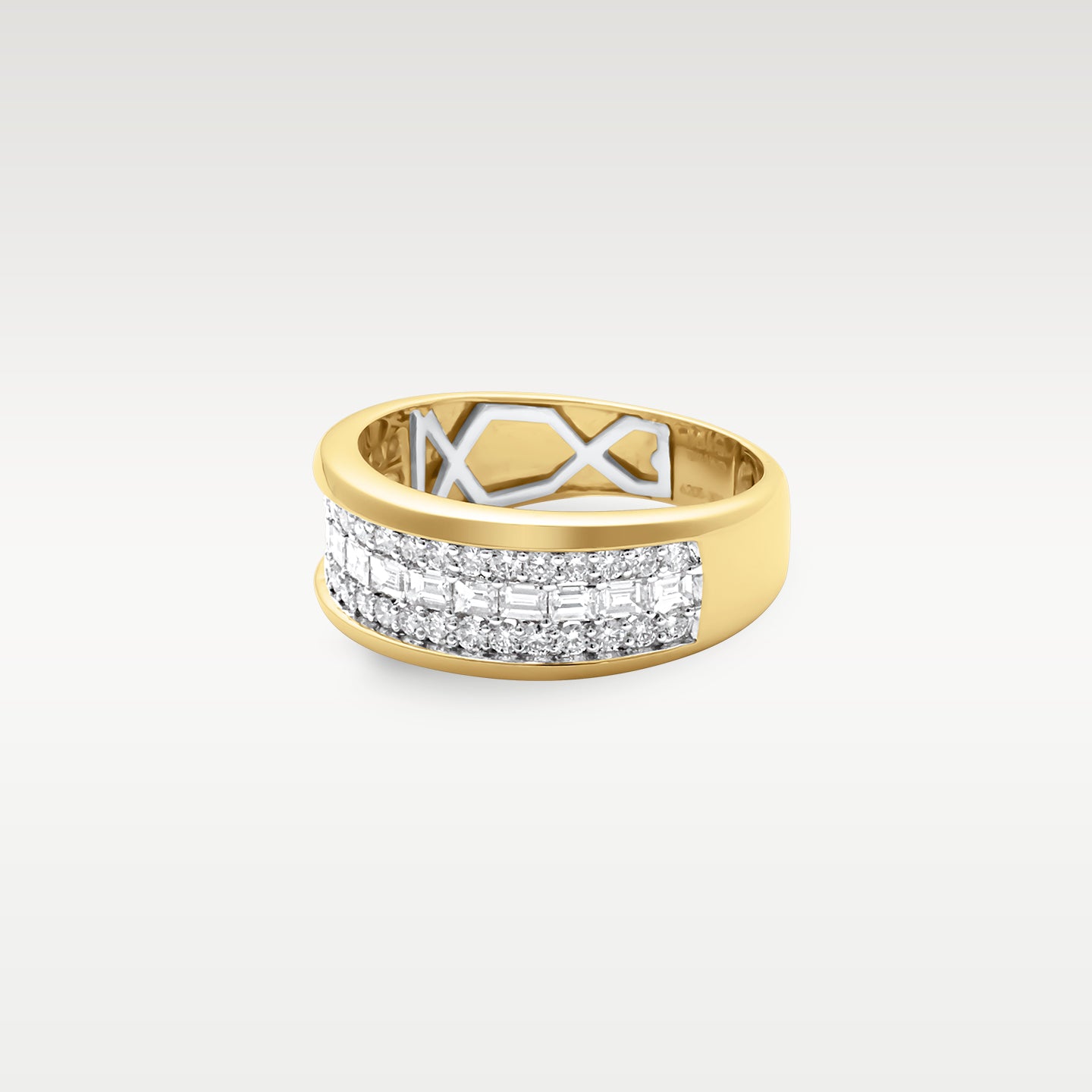 14k Yellow Gold Wide Dual Cut Diamond Band | Noah's Fine Jewelry Frisco TX