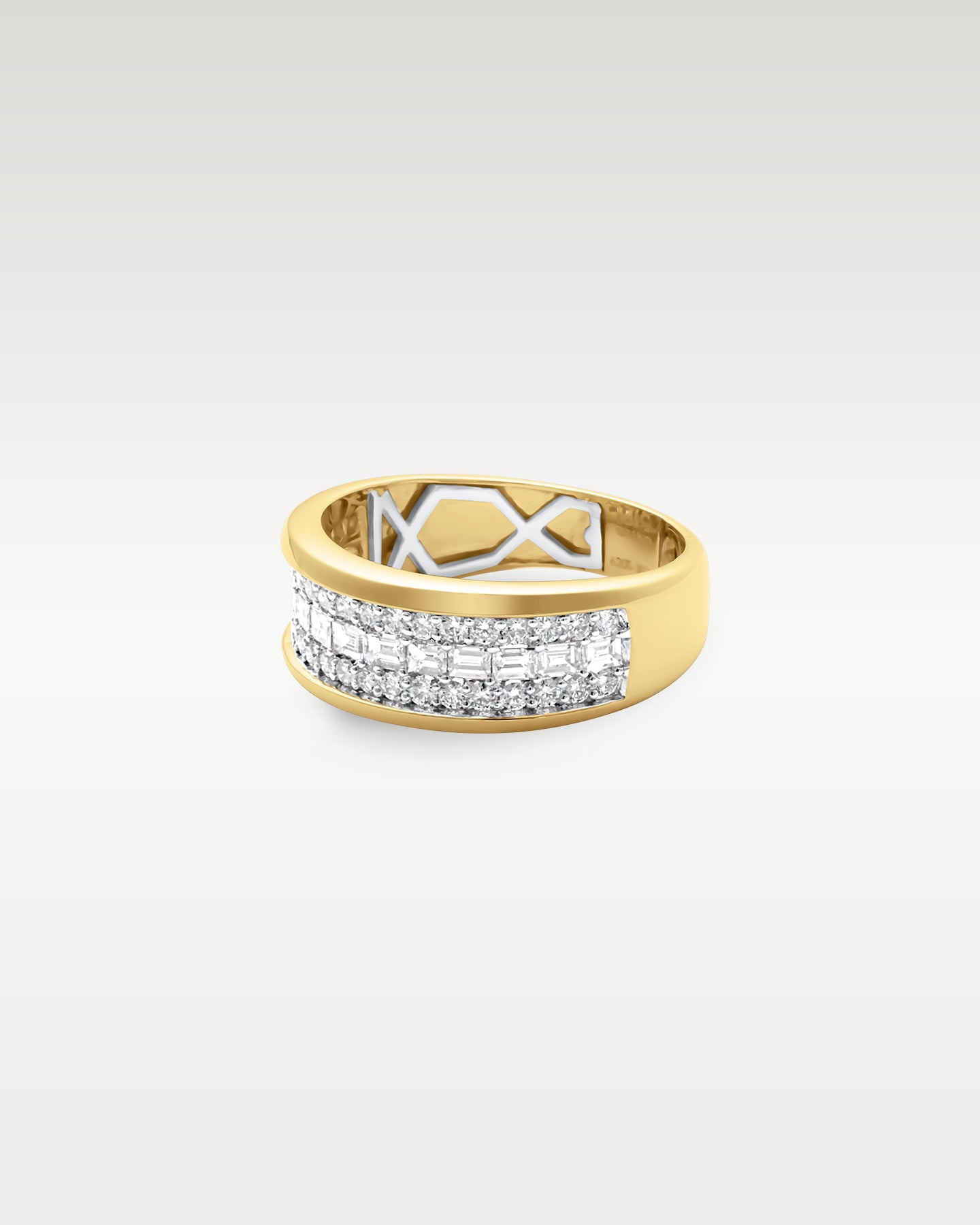 14k Yellow Gold Wide Dual Cut Diamond Band | Noah's Fine Jewelry Frisco TX