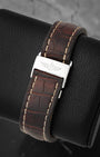 Brown alligator leather strap with stainless steel folding deployant clasp for Breitling Chronomat Evolution B13356